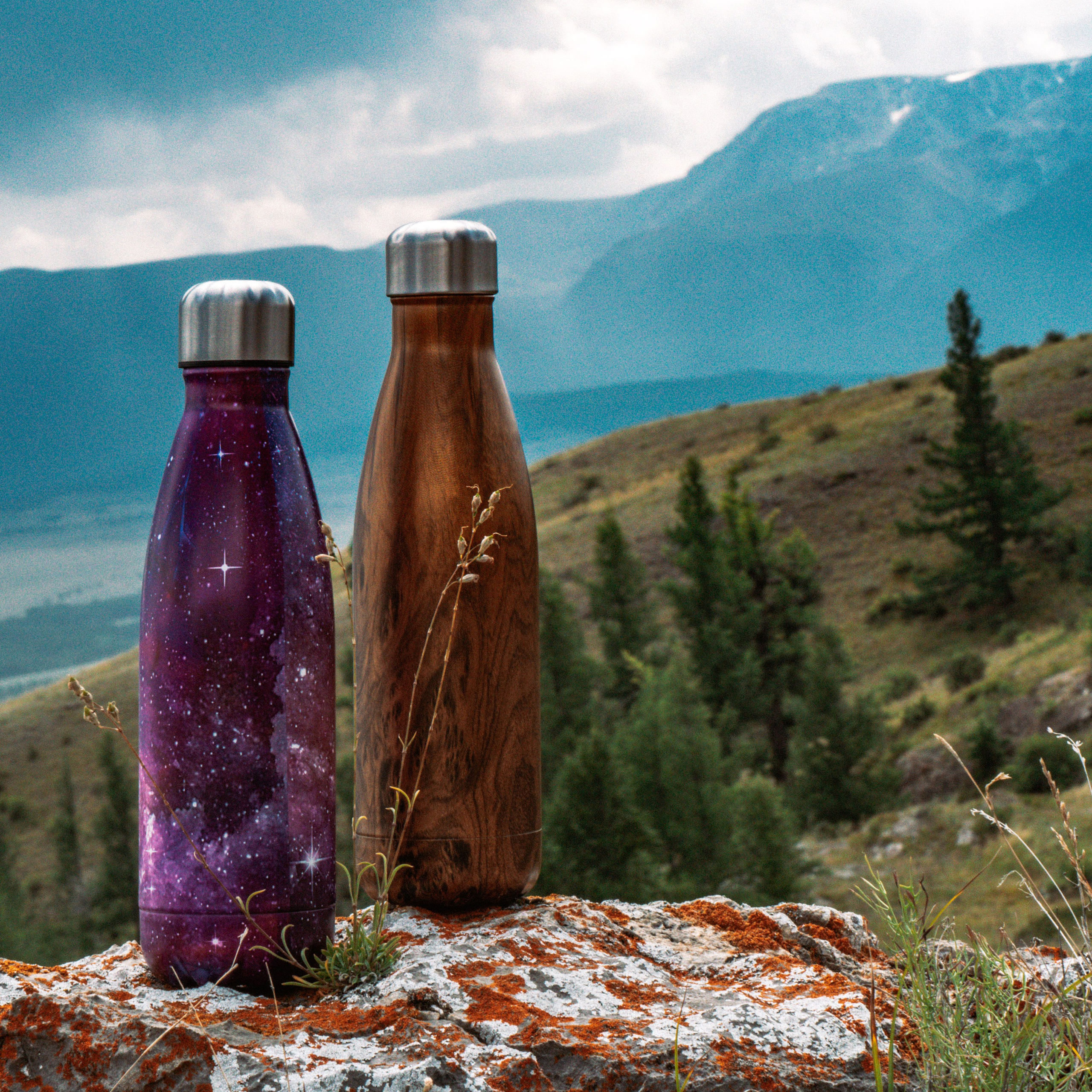 Съемка термобутылок на природе для онлайн магазина туристических товаров