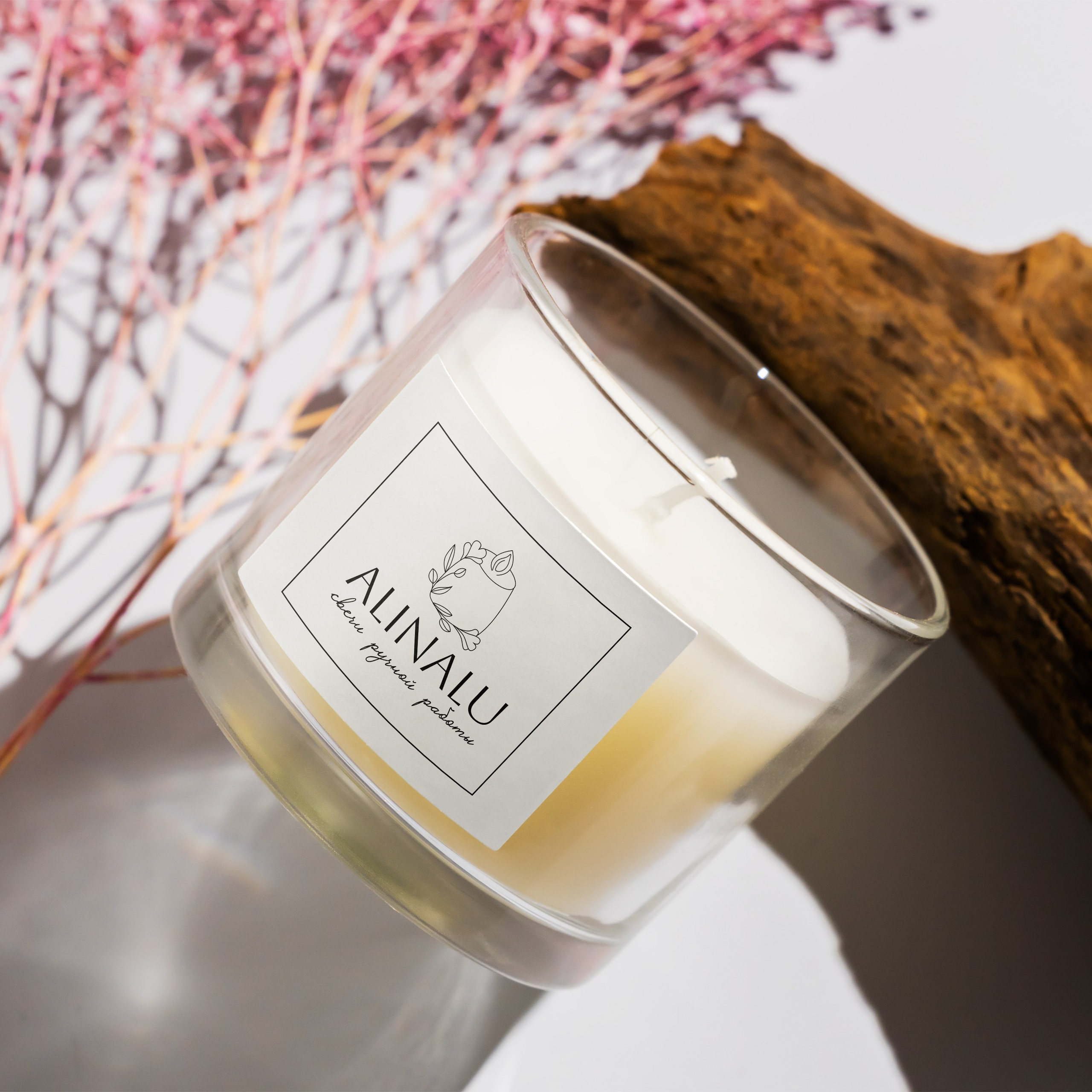 Логотип и визитки для свечей ручной работы с сухоцветами