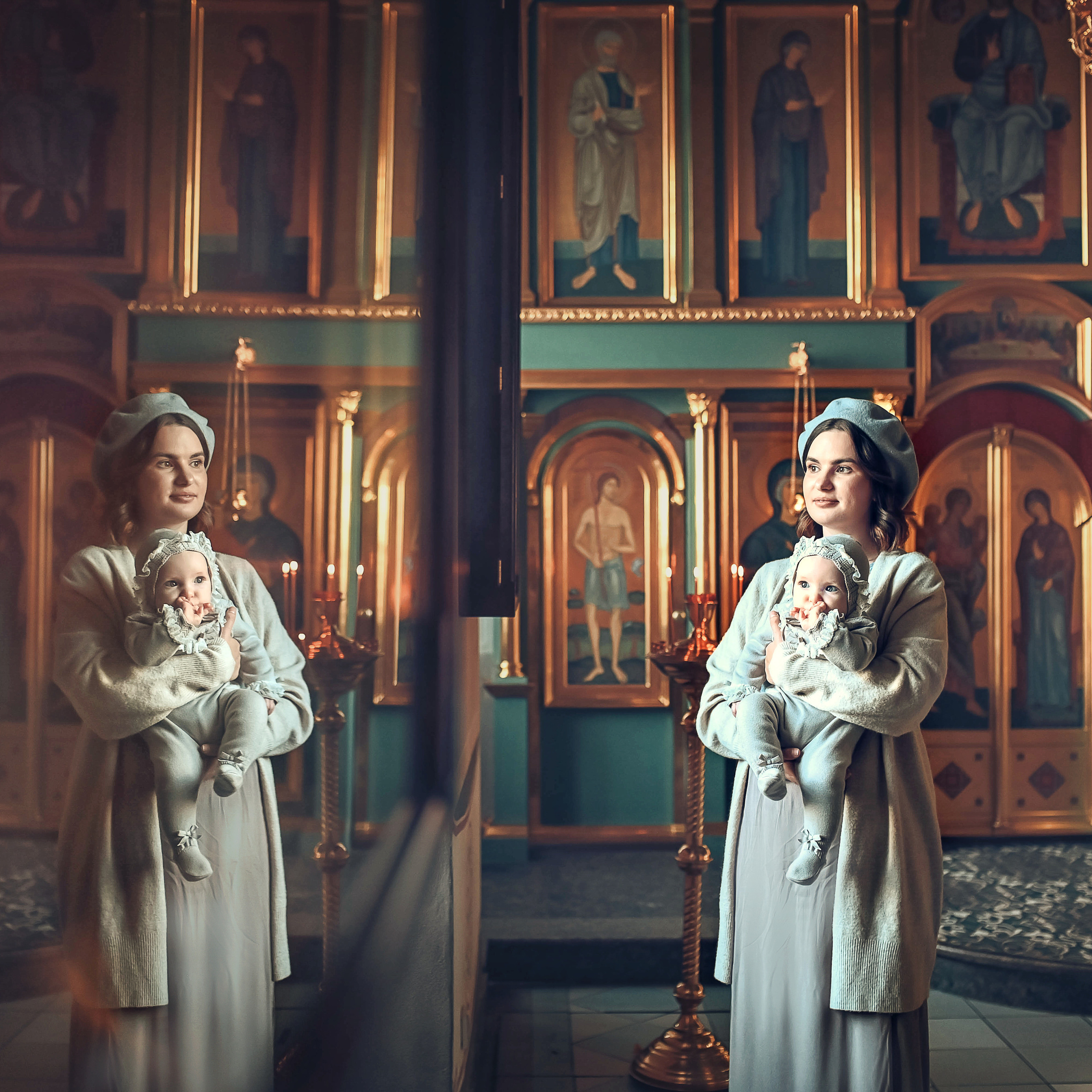 Екатерина, Алексей и Агния в храме Святителя Николая в Заяицком