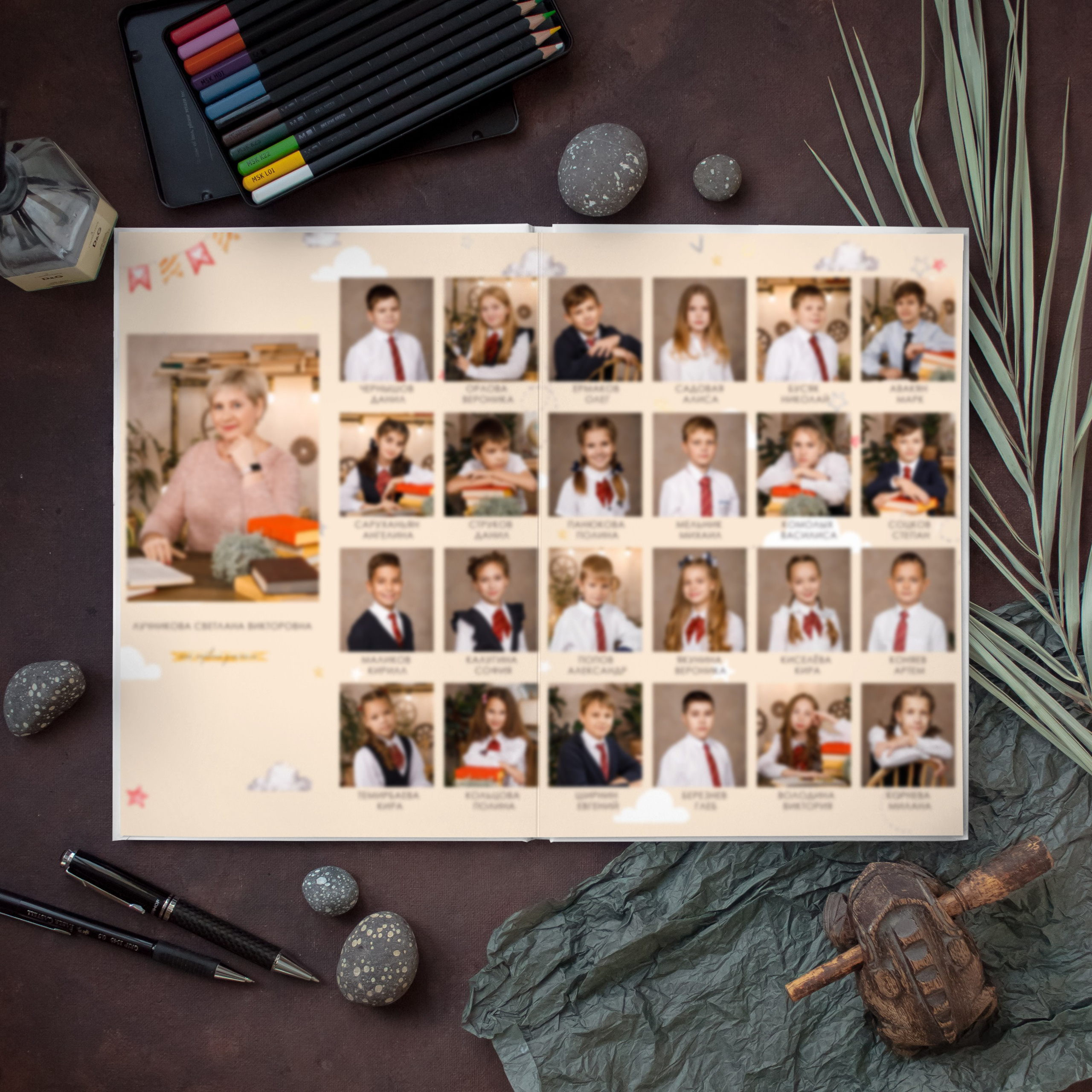 5 разворотов, две съемки, начальная школа. Выпускные альбомы Евгении Виноградовой г. Липецк