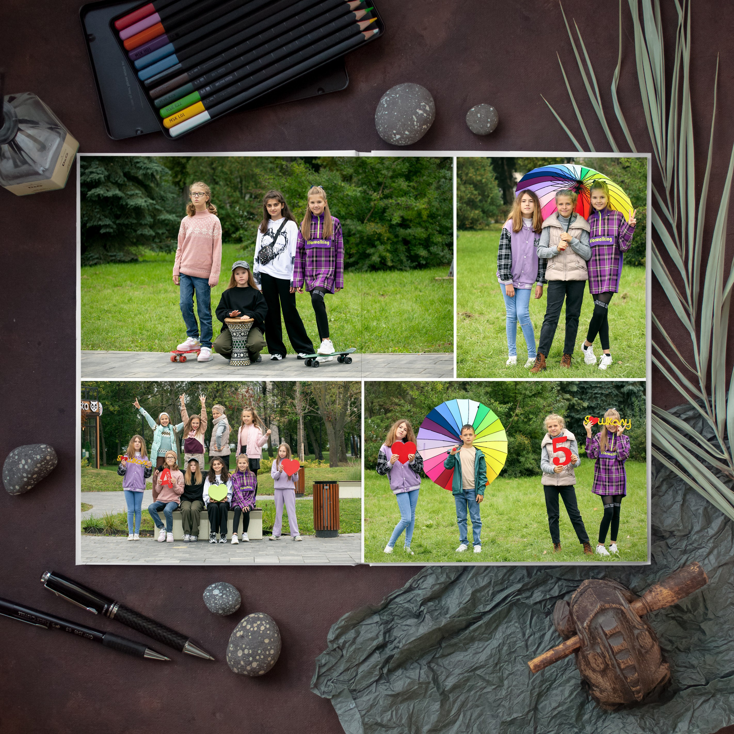 5 разворотов, две съемки, начальная школа. Выпускные альбомы Евгении Виноградовой г. Липецк