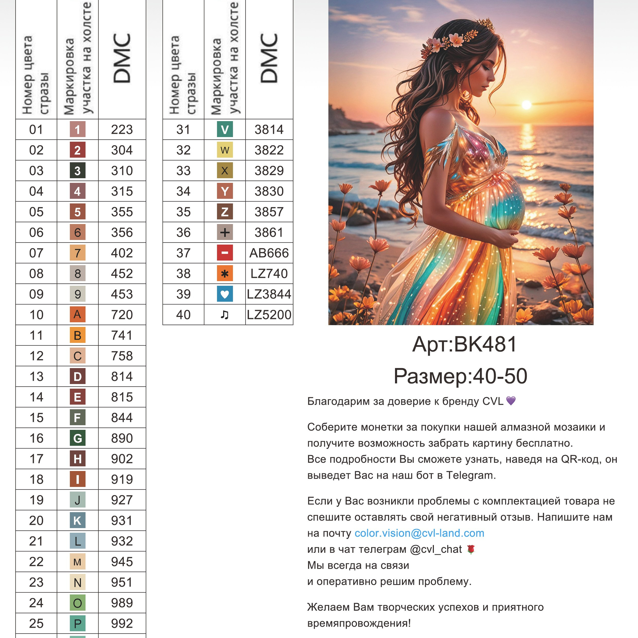 Цветовые карты новые символы. Алмазная мозаика CVL