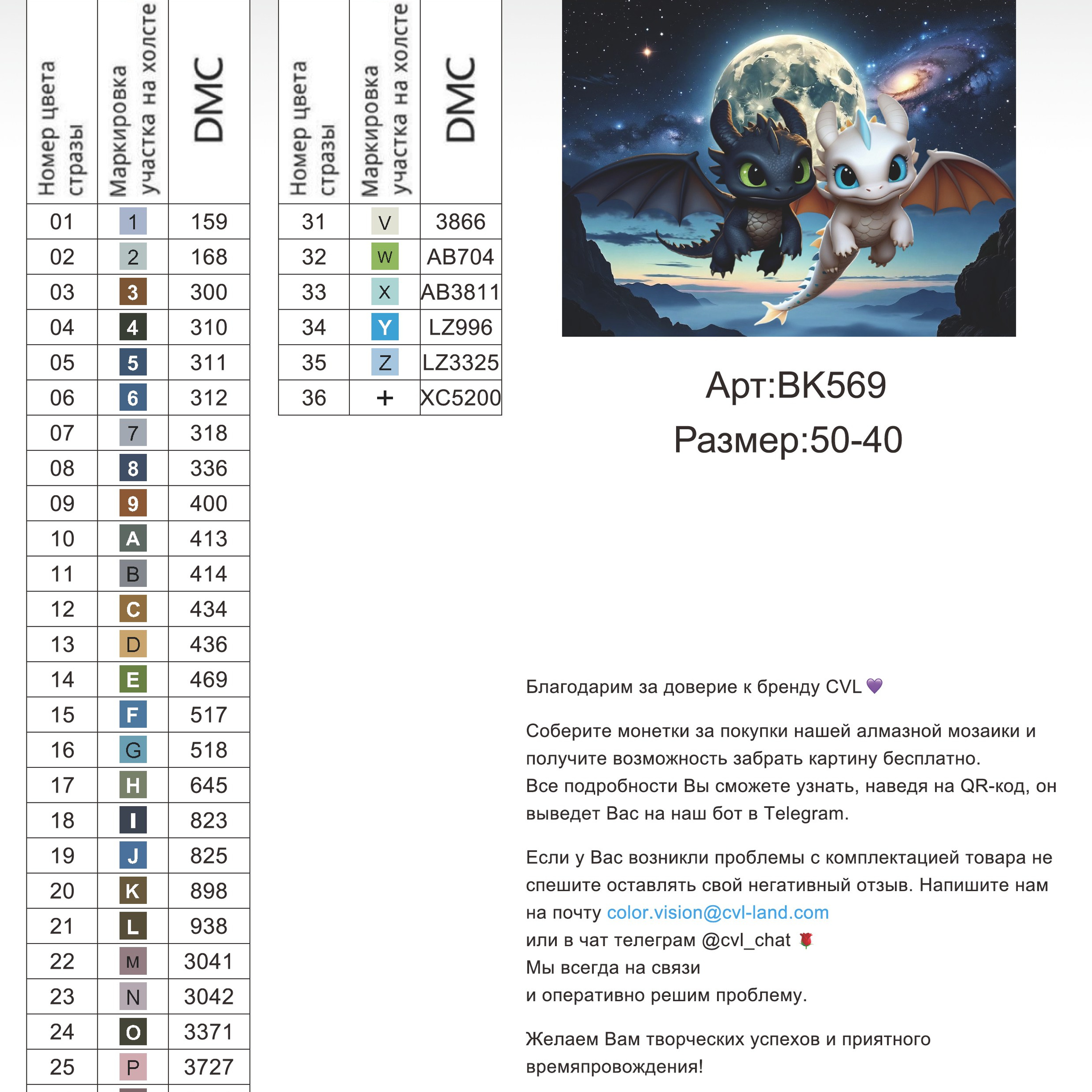 Цветовые карты новые символы. Алмазная мозаика CVL