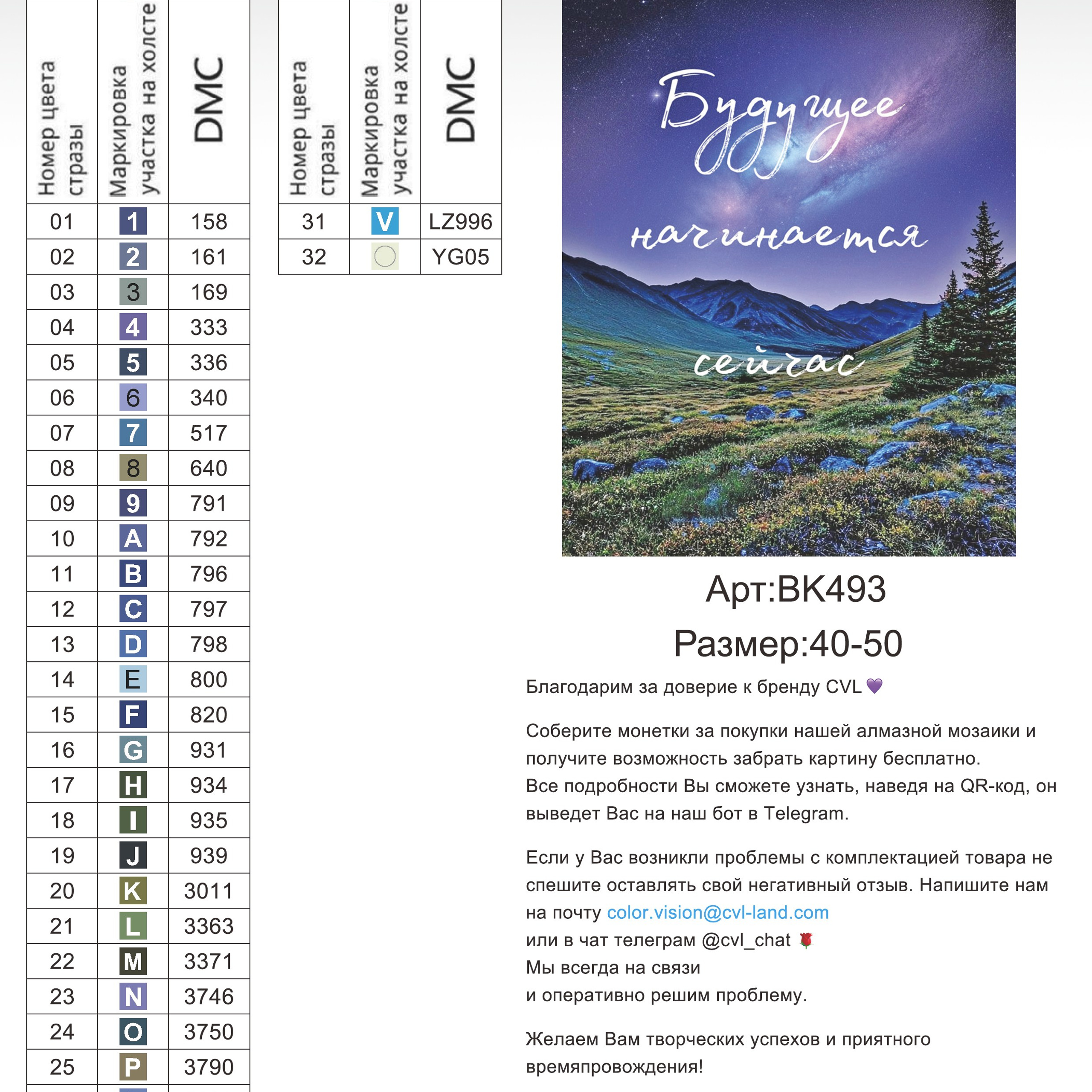 Цветовые карты новые символы. Алмазная мозаика CVL