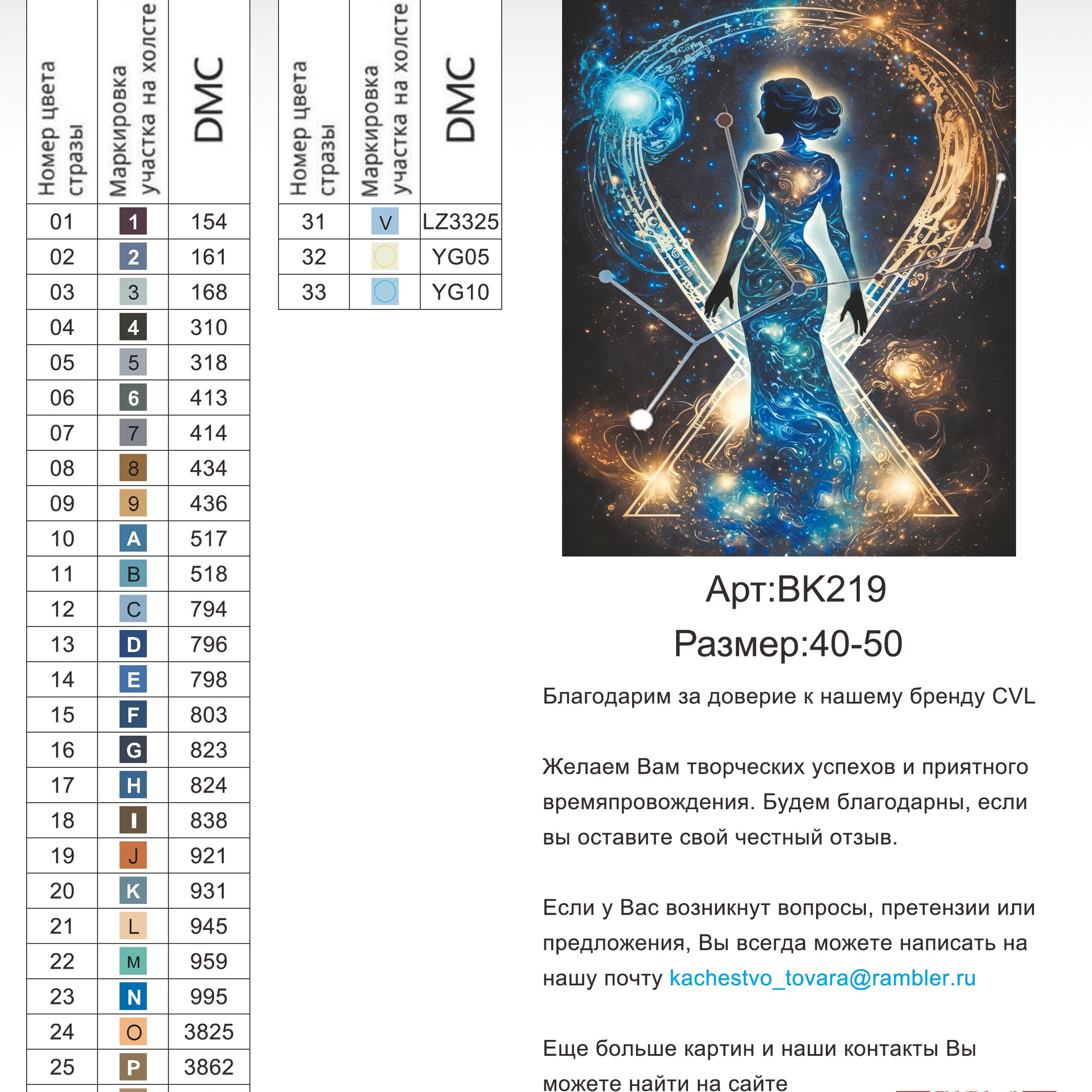 Цветовые карты новые символы. Алмазная мозаика CVL