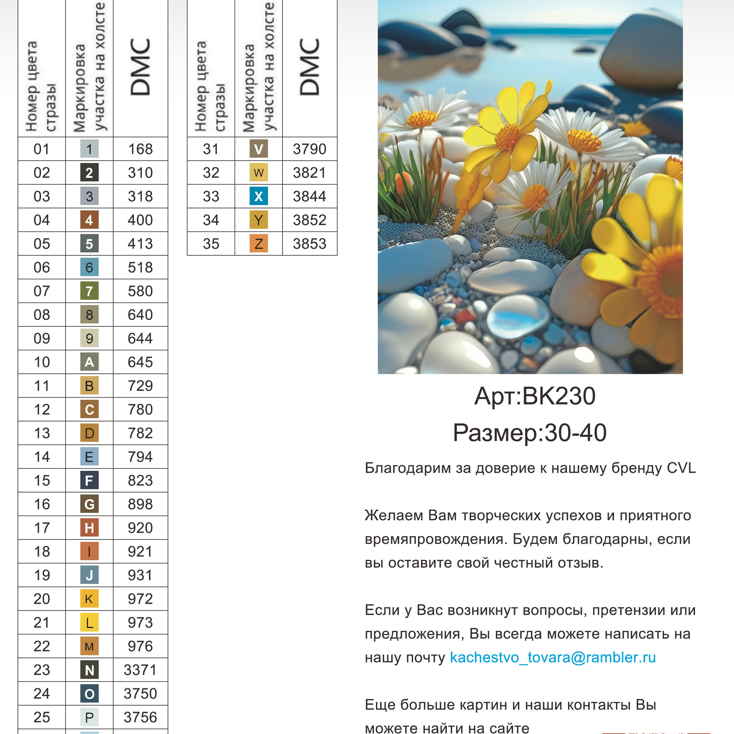 Цветовые карты новые символы. Алмазная мозаика CVL