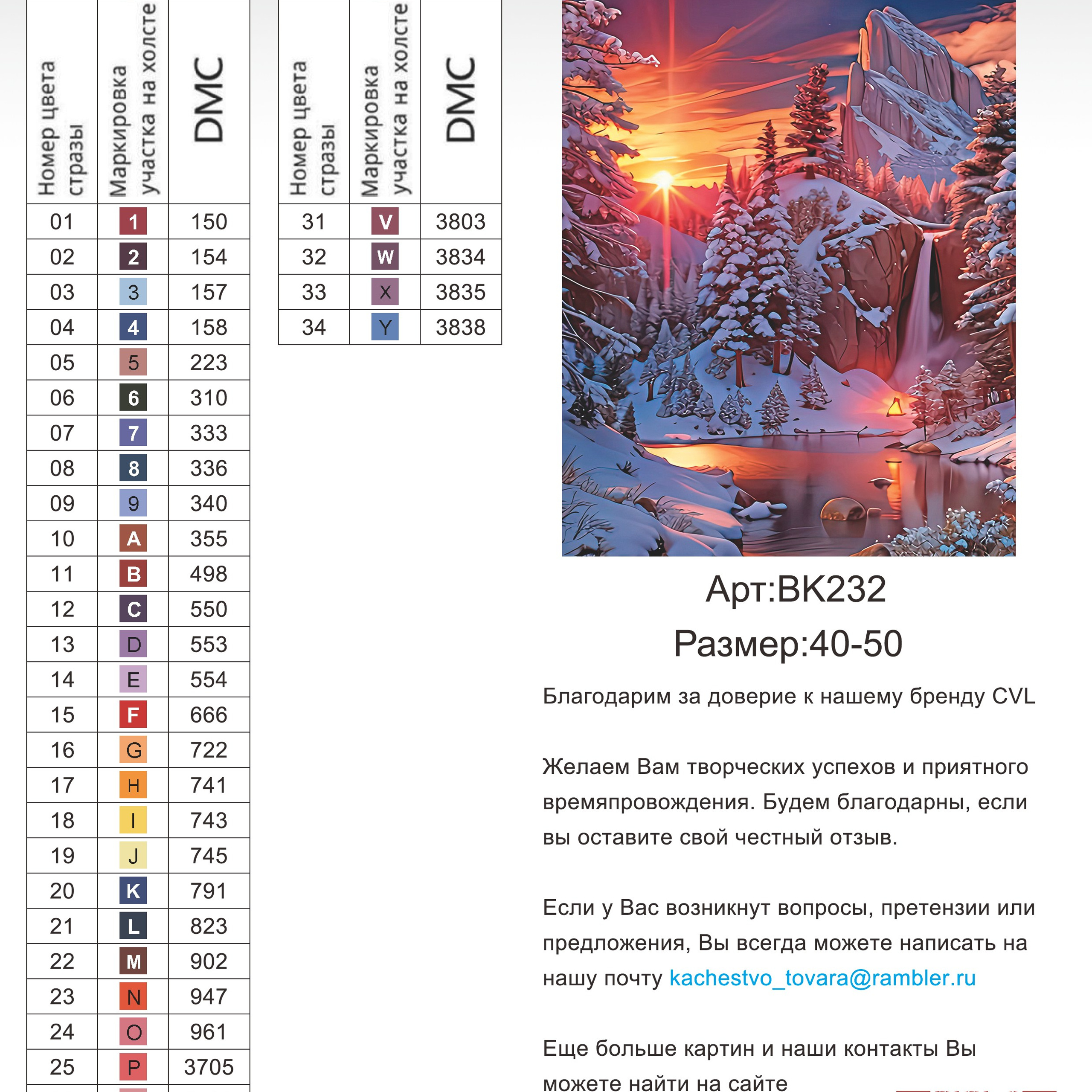 Цветовые карты новые символы. Алмазная мозаика CVL