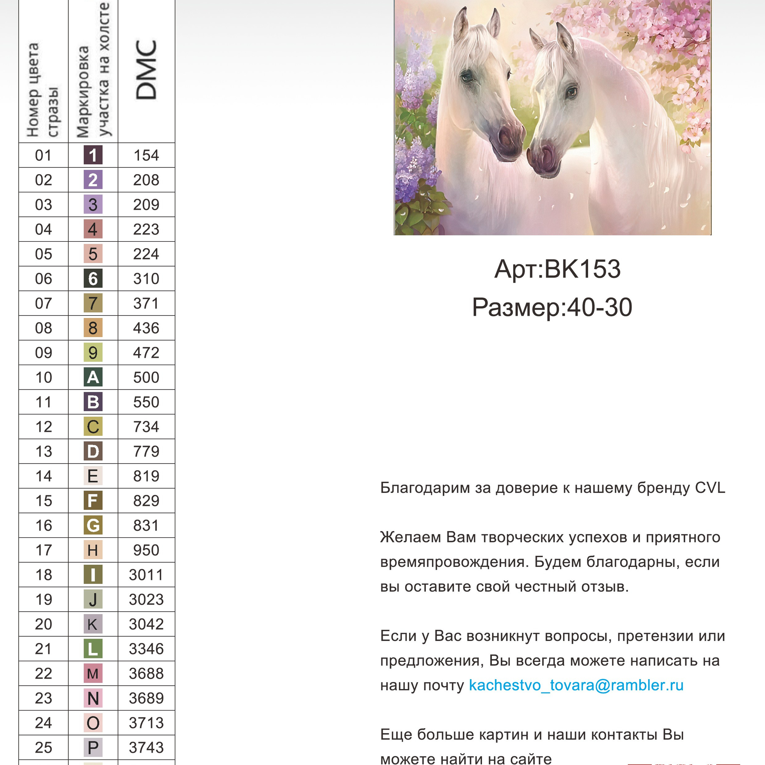 Цветовые карты новые символы. Алмазная мозаика CVL