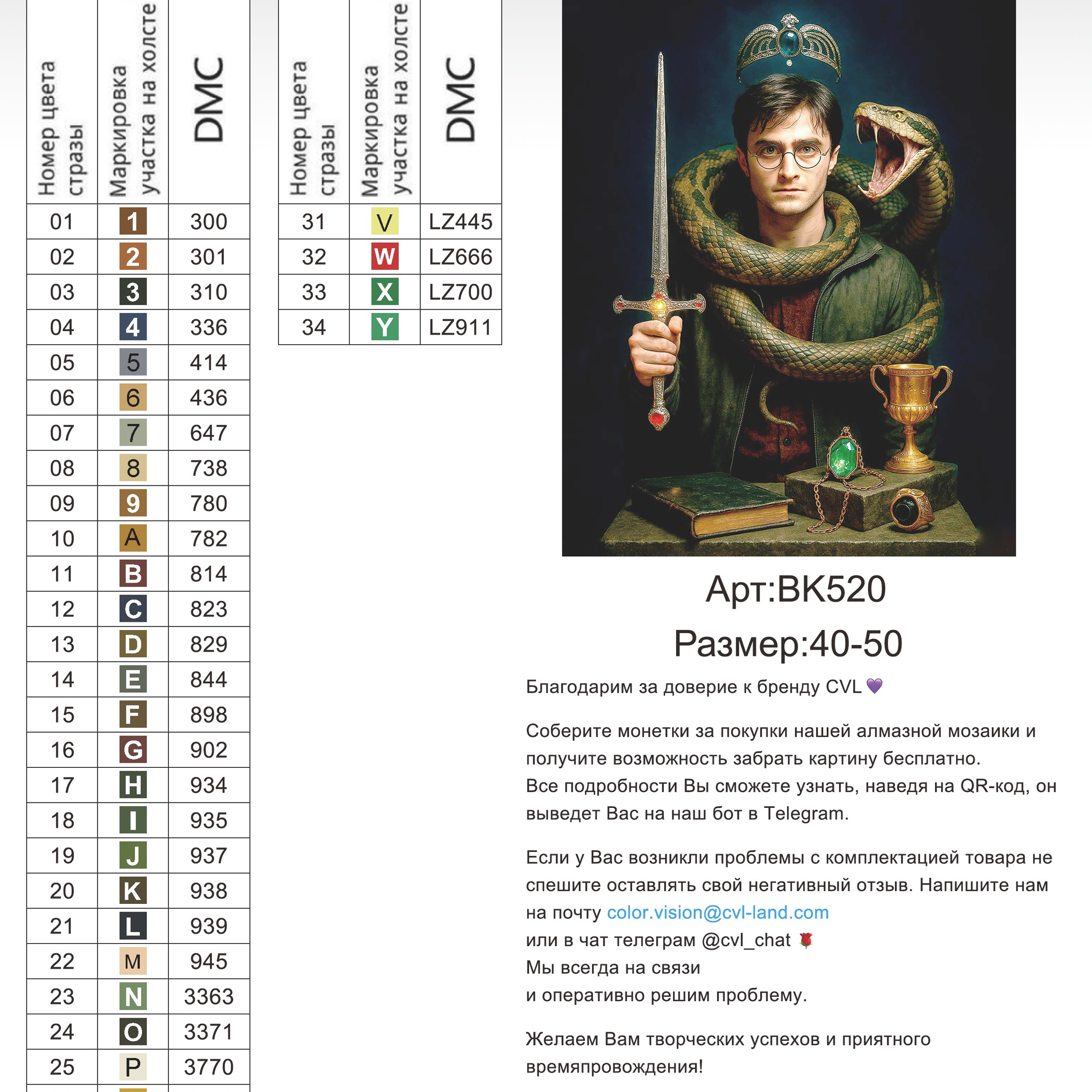 Цветовые карты новые символы. Алмазная мозаика CVL