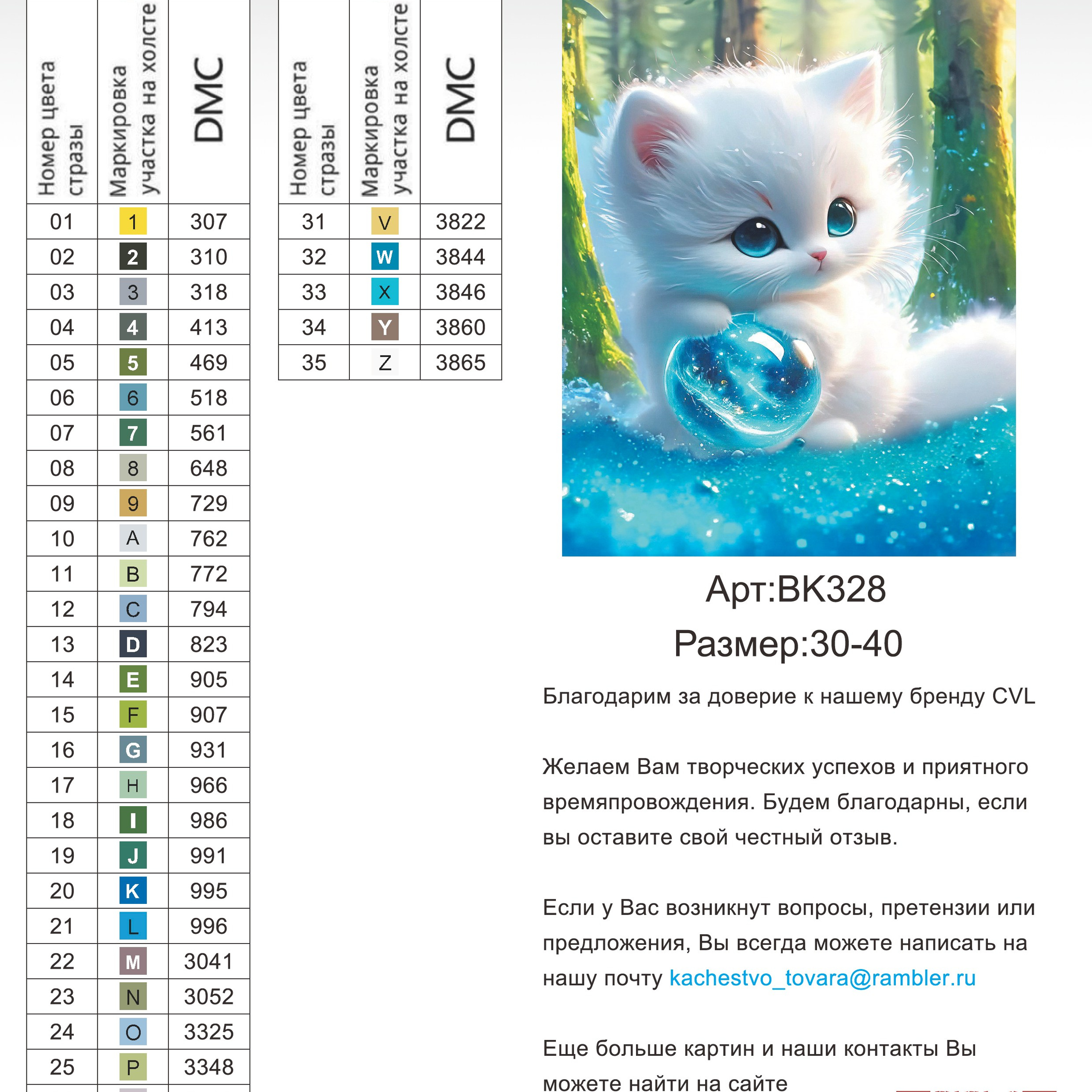 Цветовые карты новые символы. Алмазная мозаика CVL