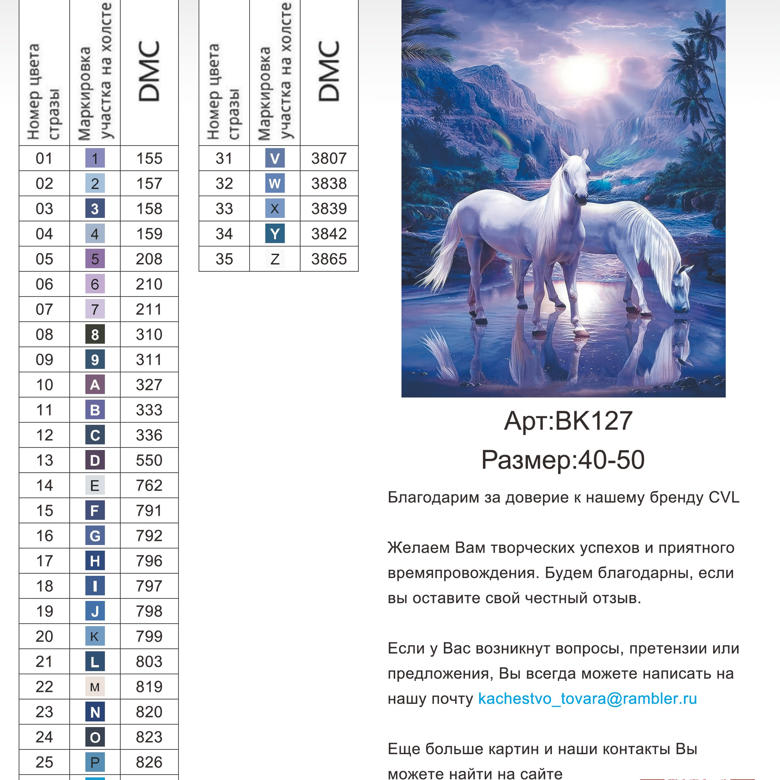 Цветовые карты новые символы. Алмазная мозаика CVL