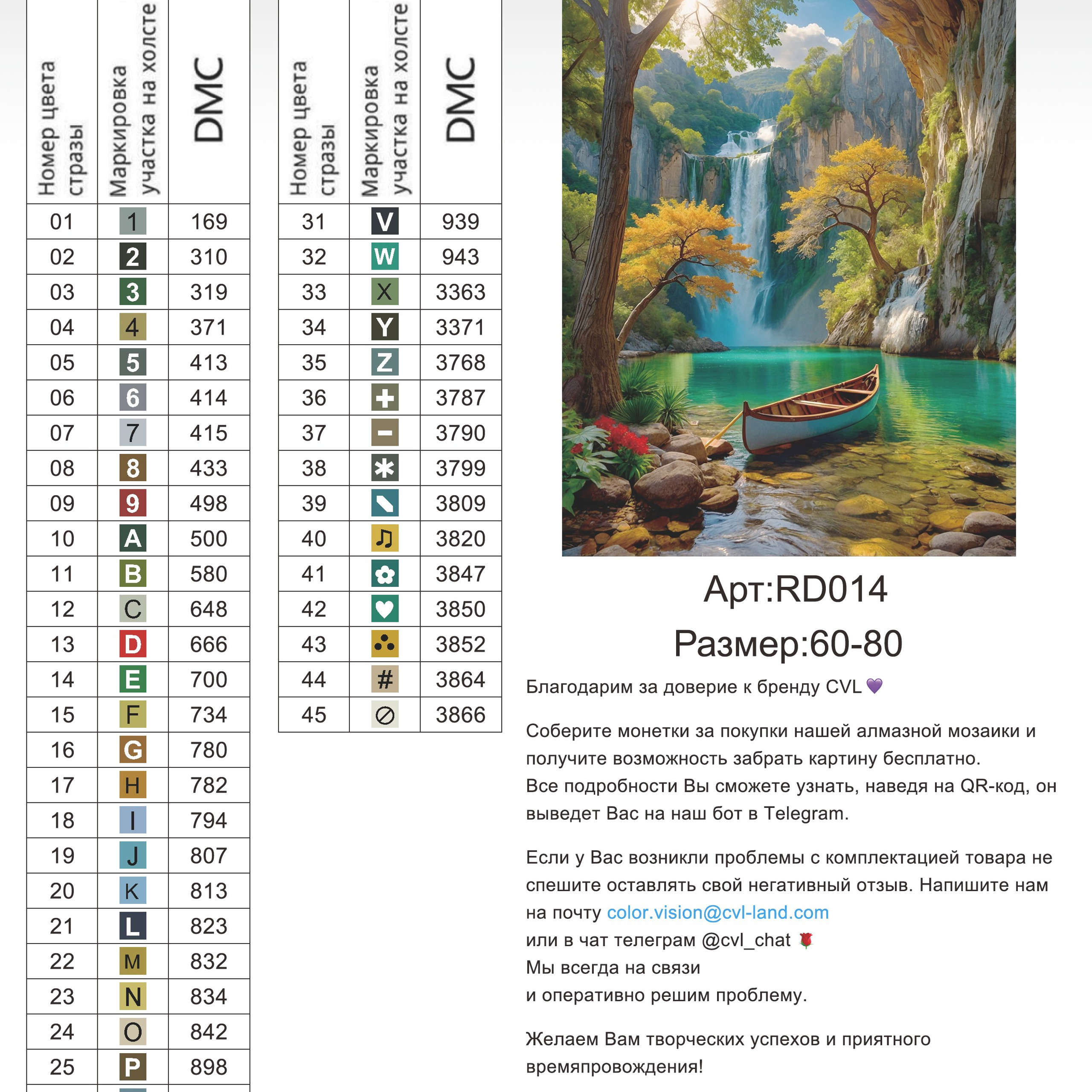 Цветовые карты новые символы. Алмазная мозаика CVL