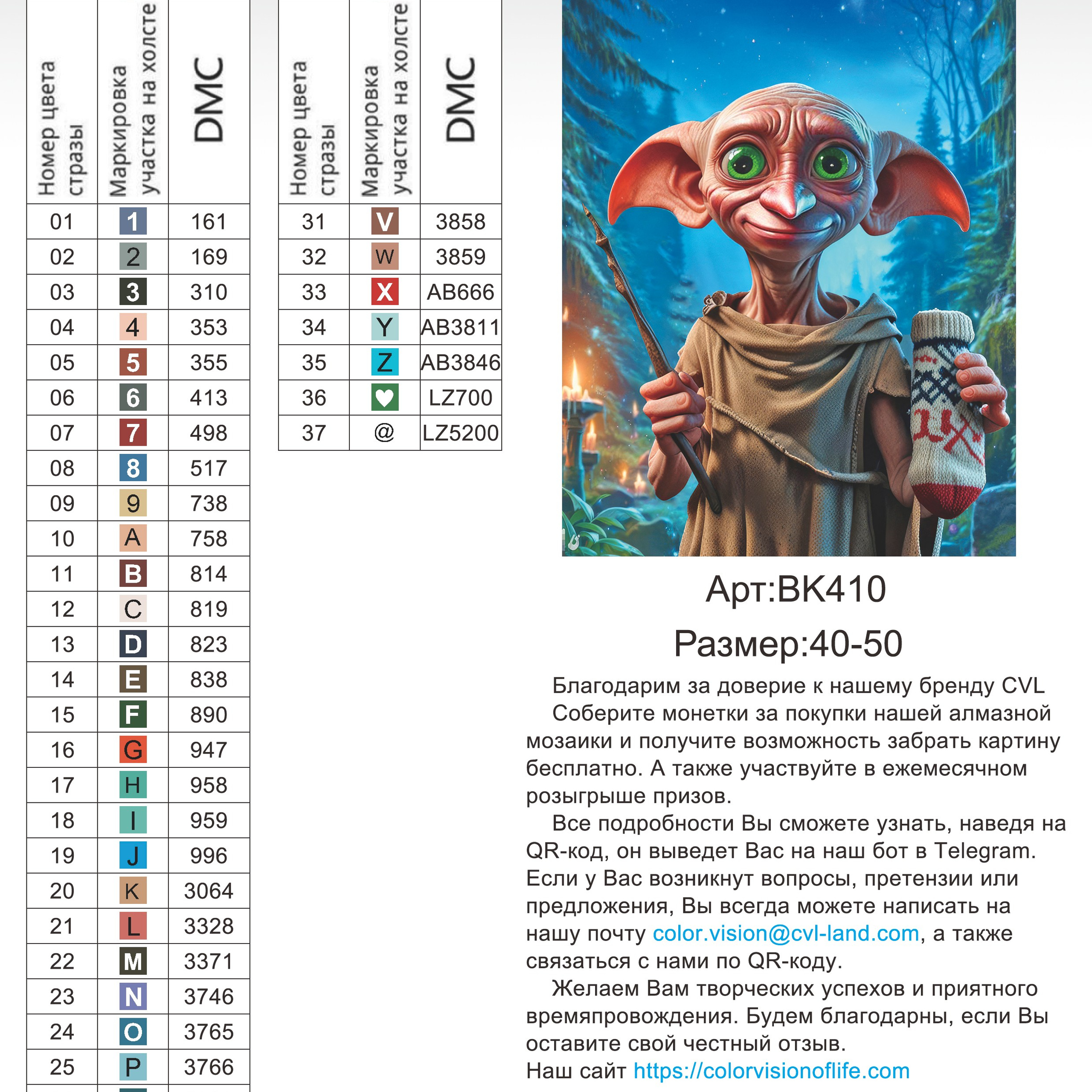 Цветовые карты новые символы. Алмазная мозаика CVL
