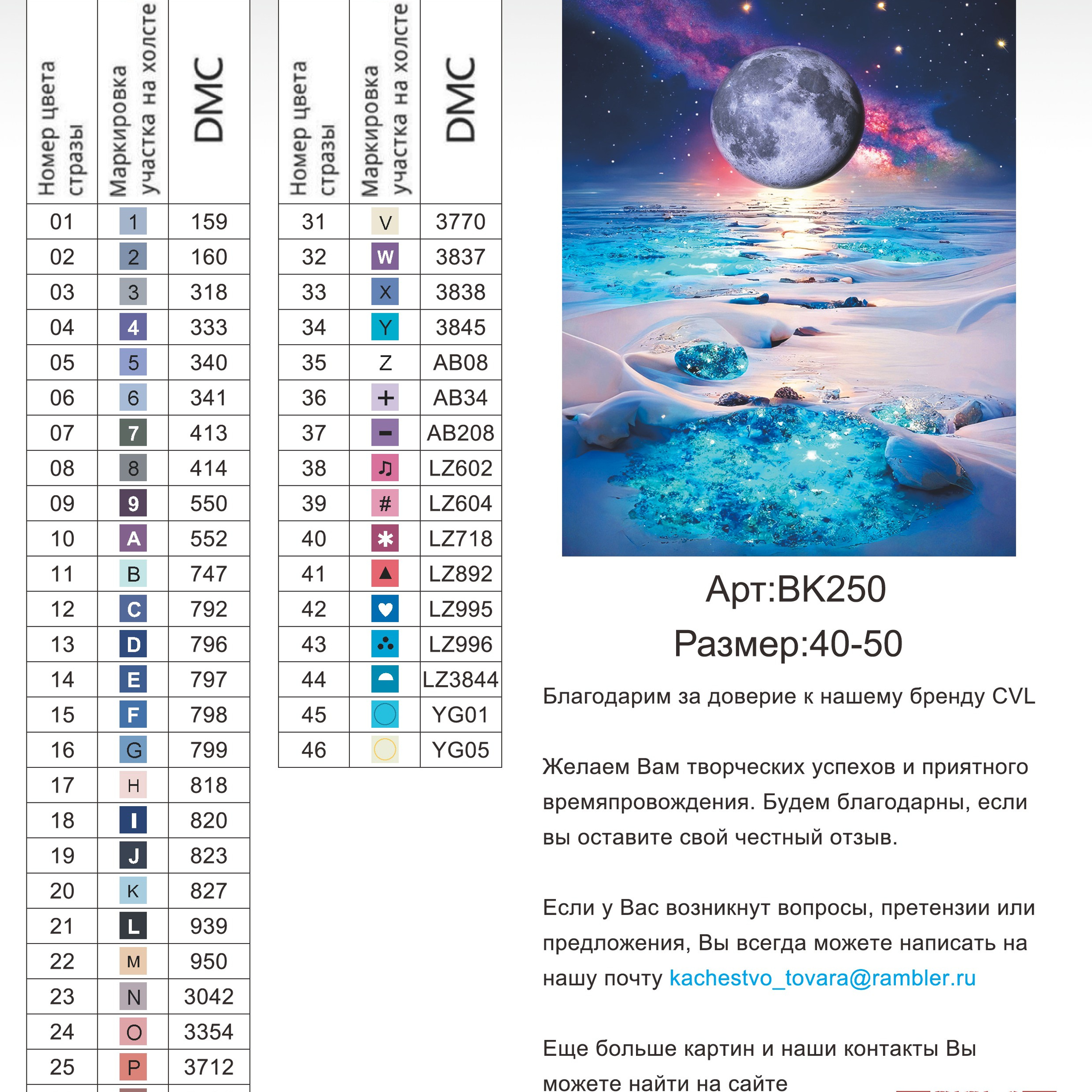 Цветовые карты новые символы. Алмазная мозаика CVL