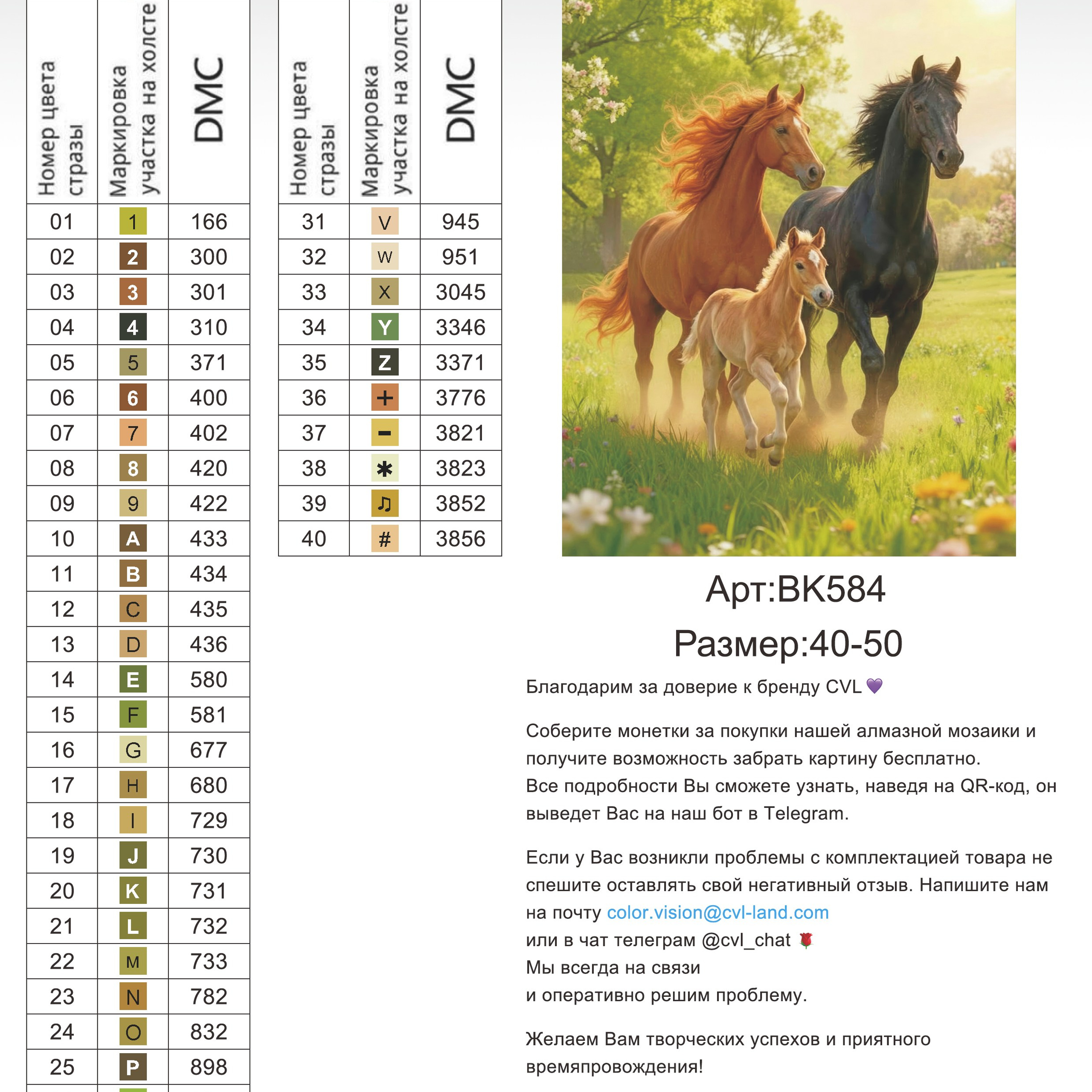 Цветовые карты новые символы. Алмазная мозаика CVL