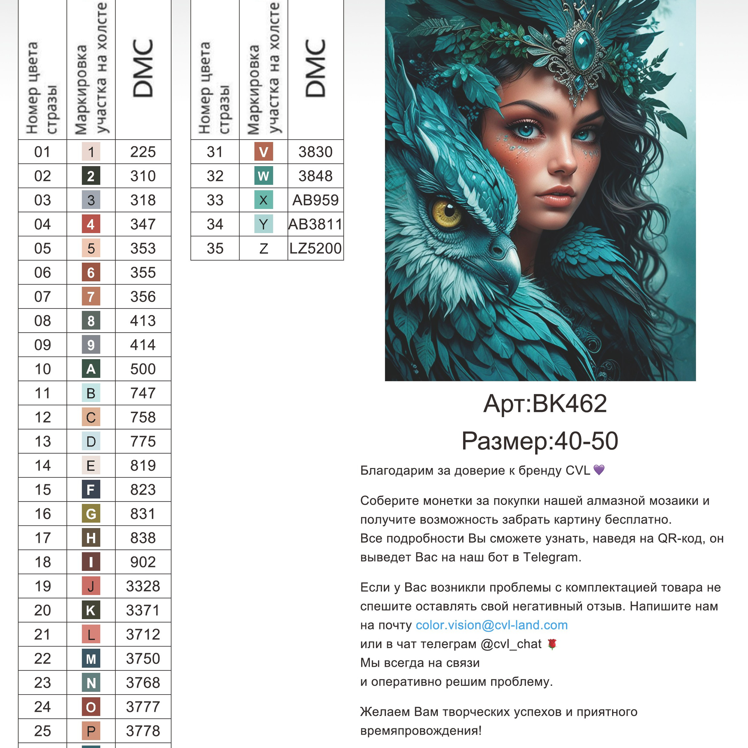 Цветовые карты новые символы. Алмазная мозаика CVL