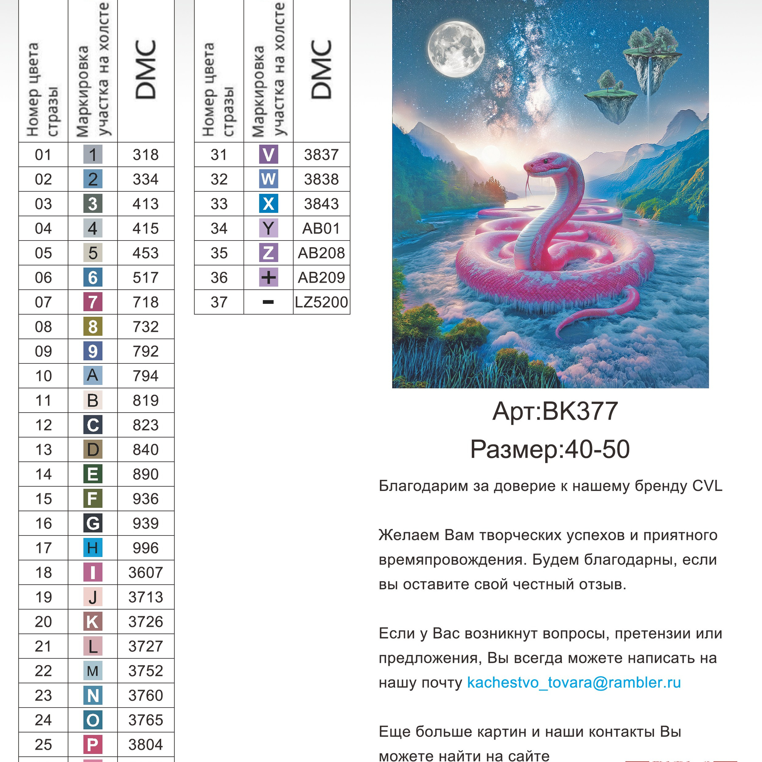 Цветовые карты новые символы. Алмазная мозаика CVL