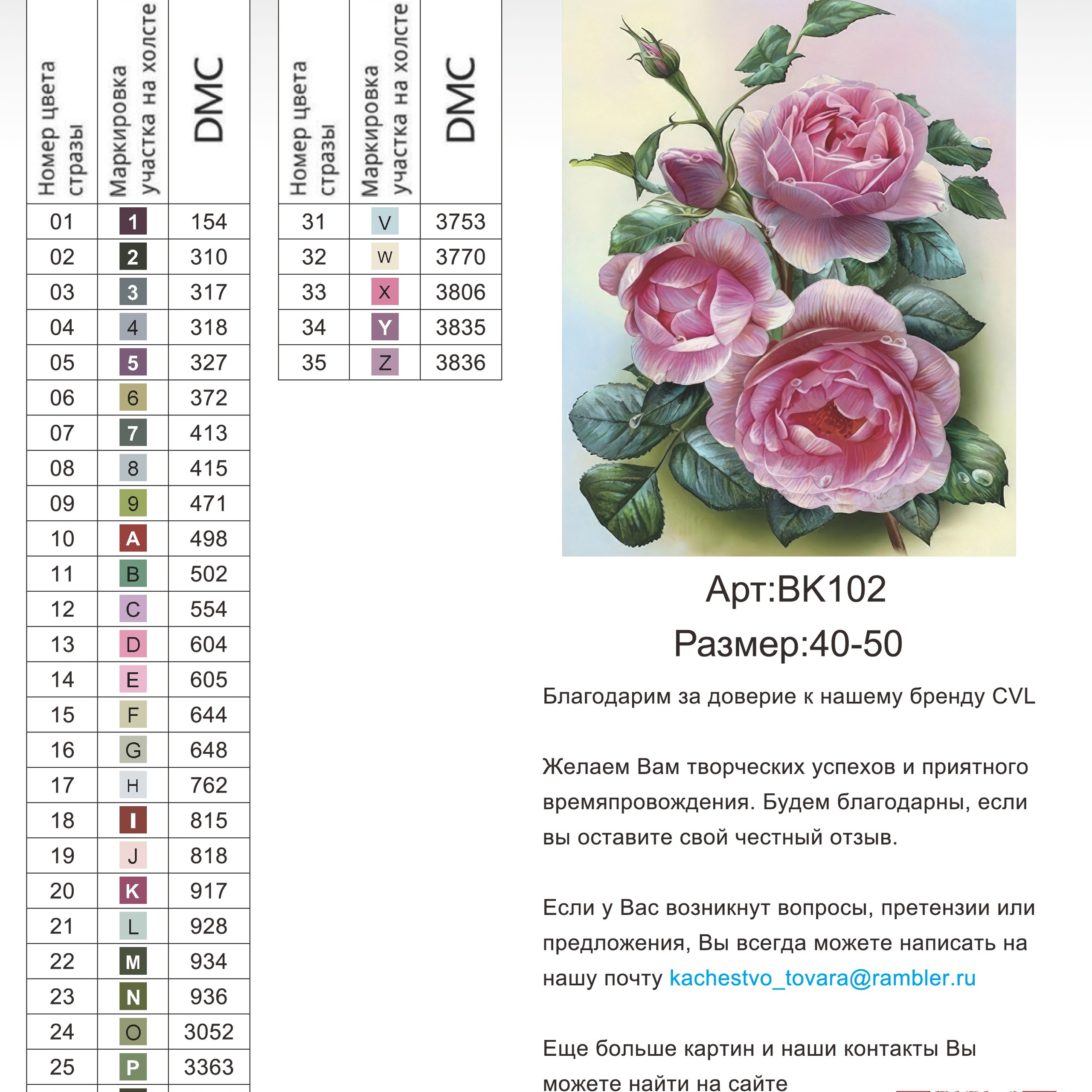 Цветовые карты новые символы. Алмазная мозаика CVL