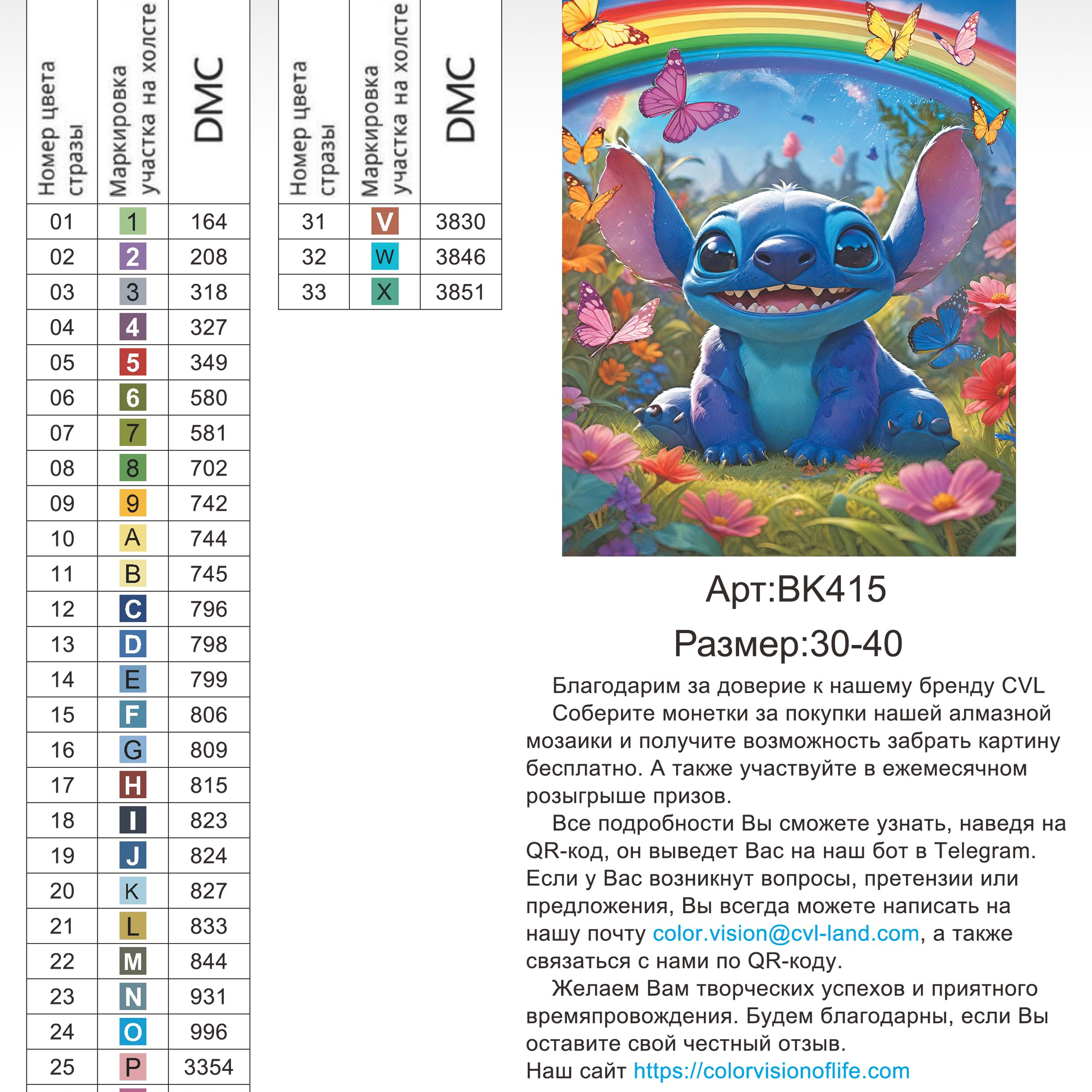 Цветовые карты новые символы. Алмазная мозаика CVL