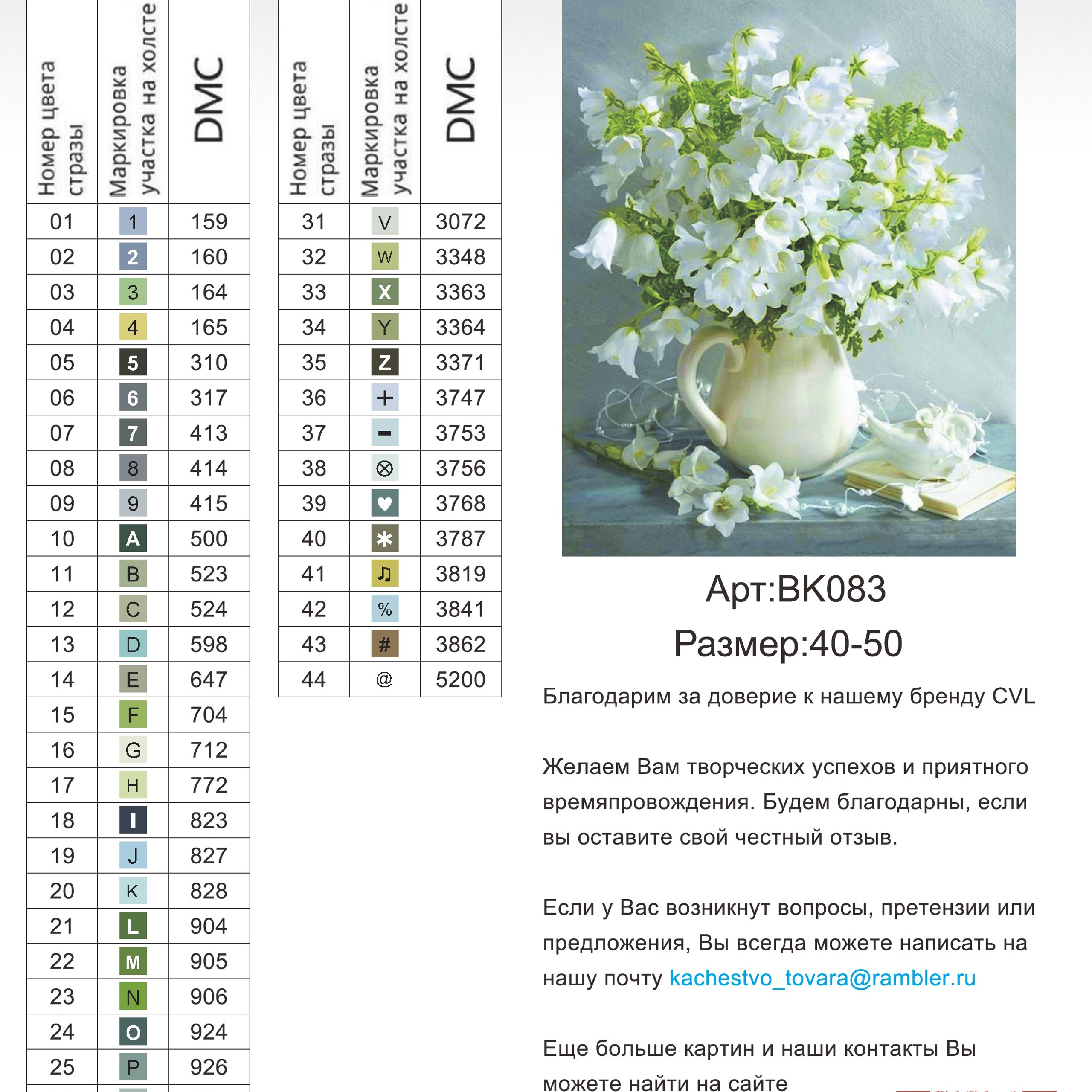 Цветовые карты новые символы. Алмазная мозаика CVL