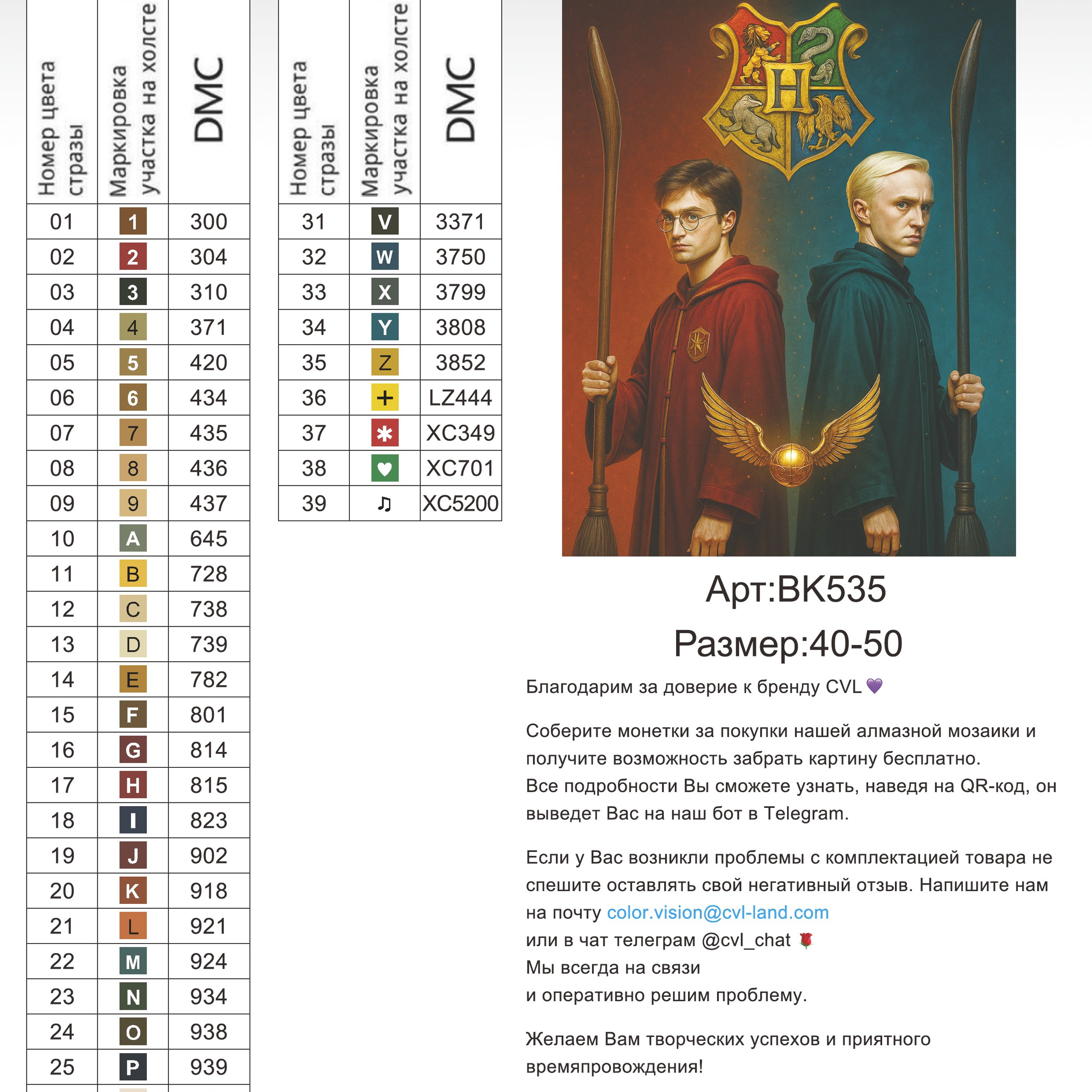 Цветовые карты новые символы. Алмазная мозаика CVL