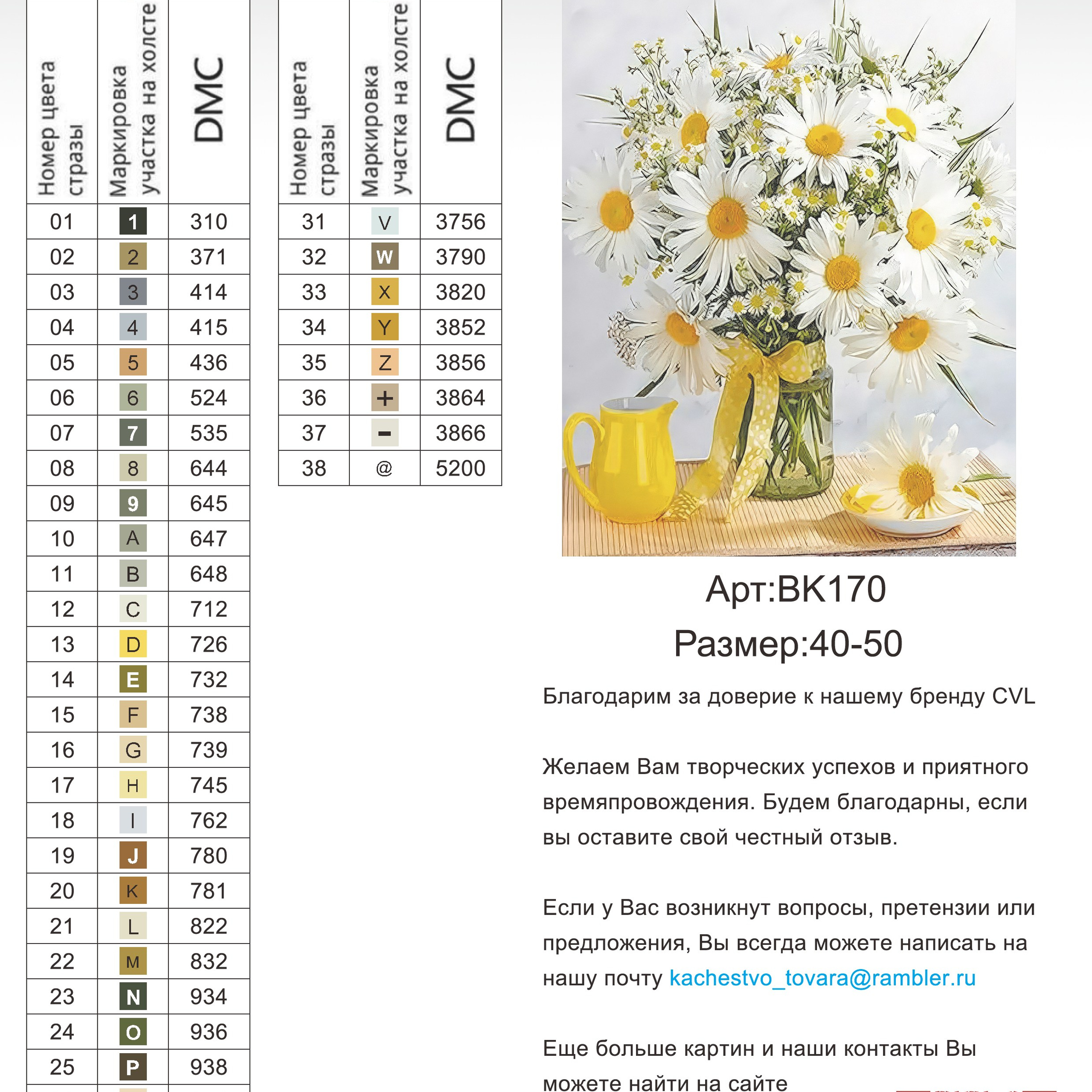 Цветовые карты новые символы. Алмазная мозаика CVL