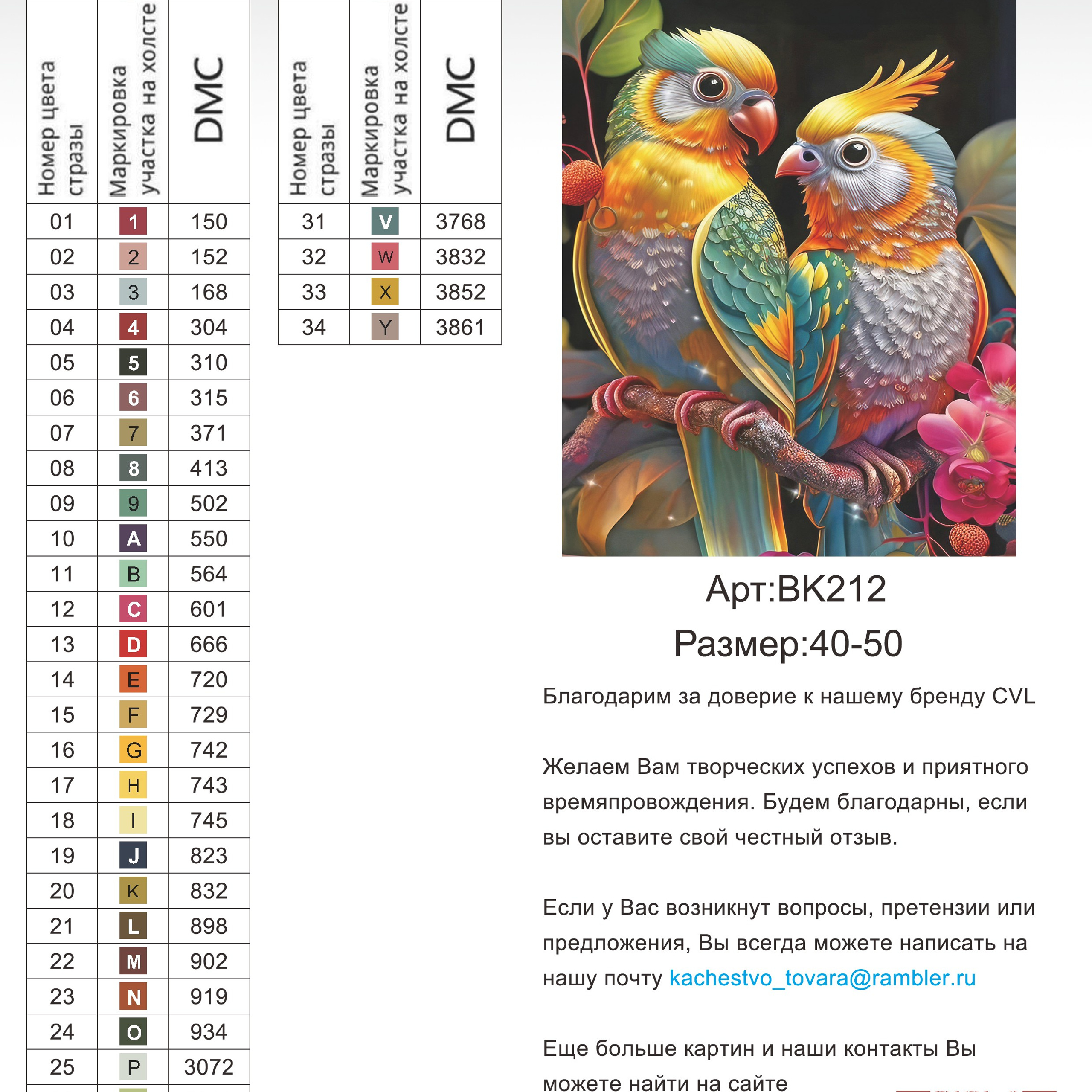 Цветовые карты новые символы. Алмазная мозаика CVL