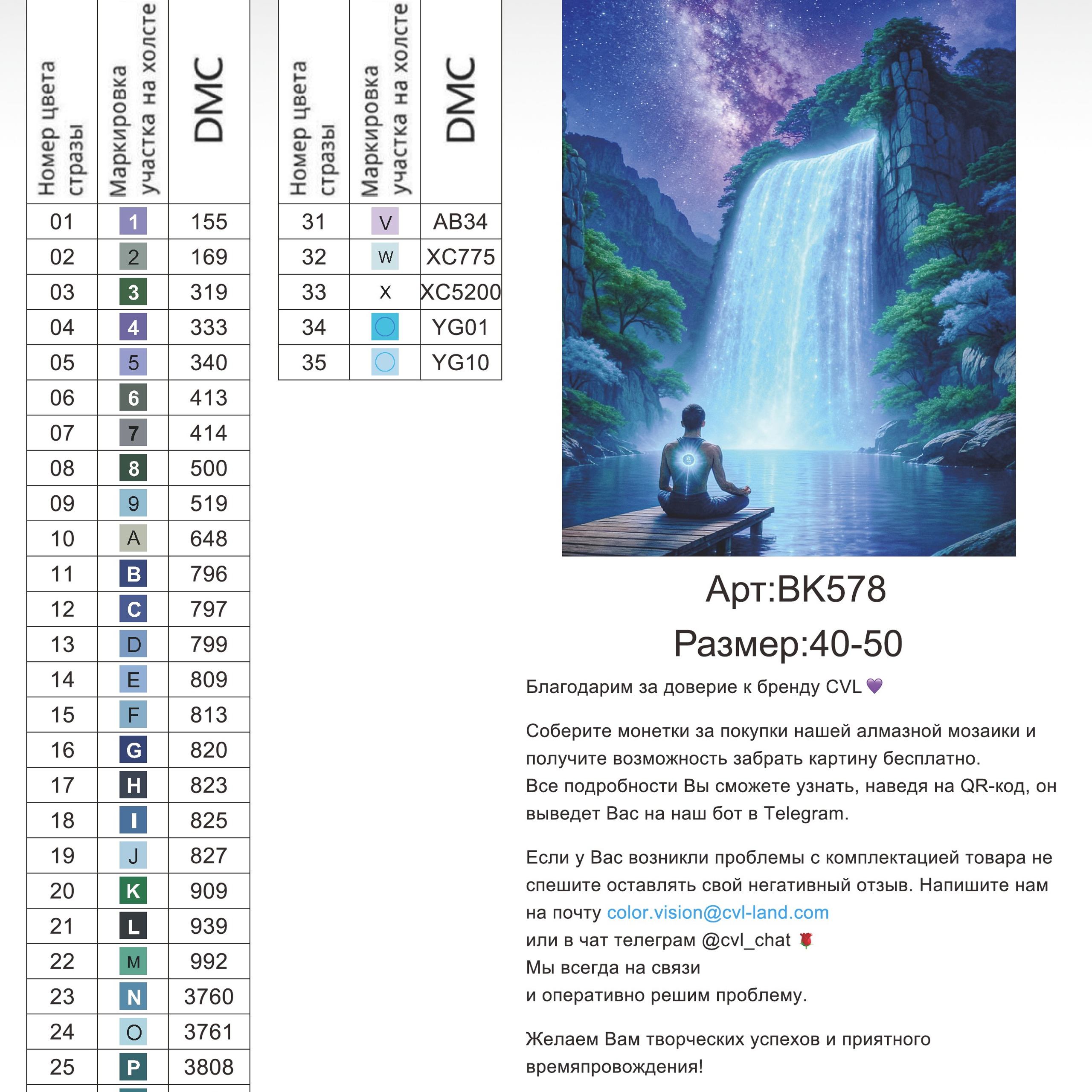 Цветовые карты новые символы. Алмазная мозаика CVL