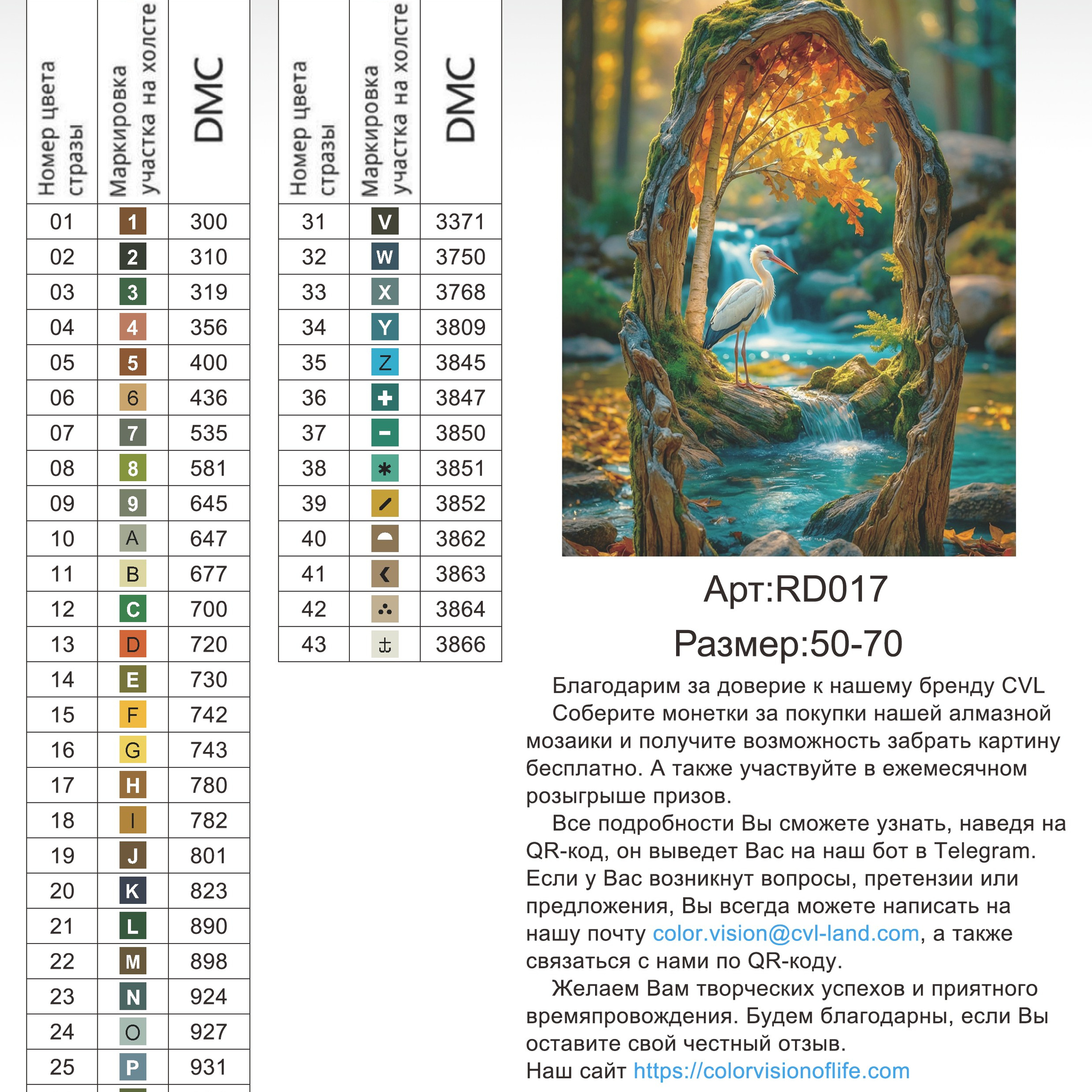 Цветовые карты новые символы. Алмазная мозаика CVL