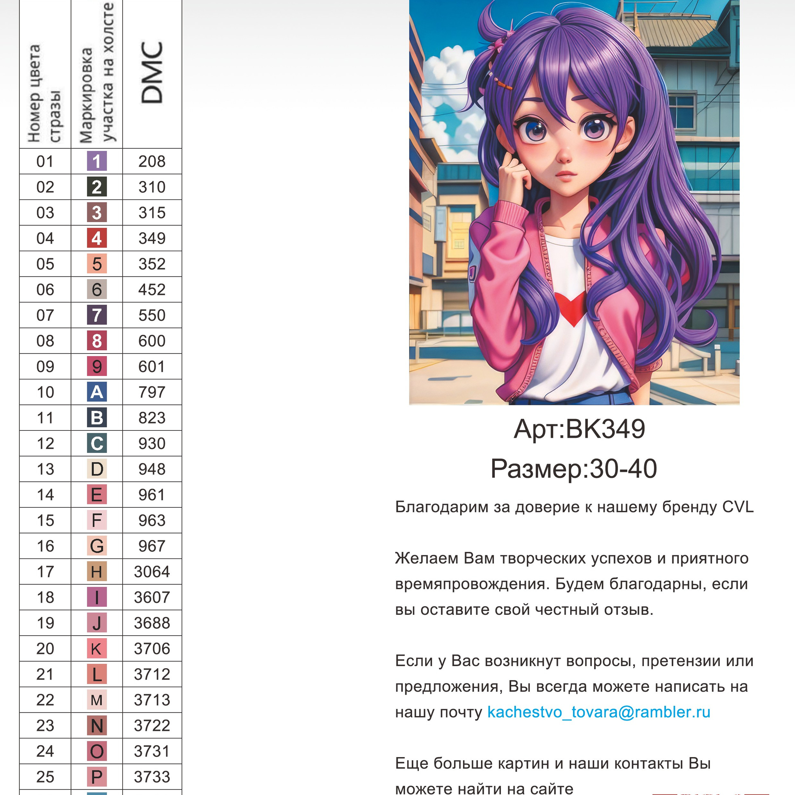 Цветовые карты новые символы. Алмазная мозаика CVL