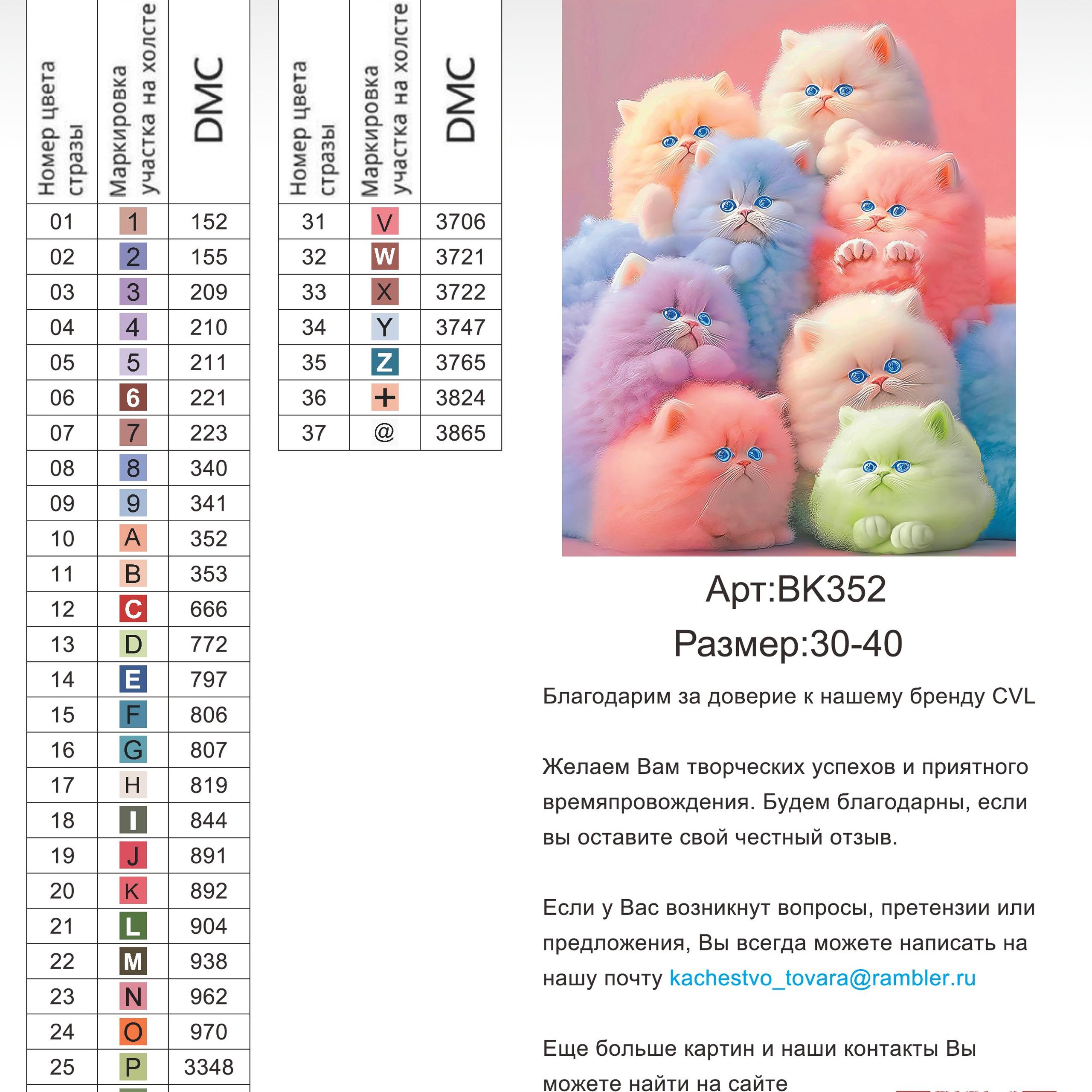 Цветовые карты новые символы. Алмазная мозаика CVL