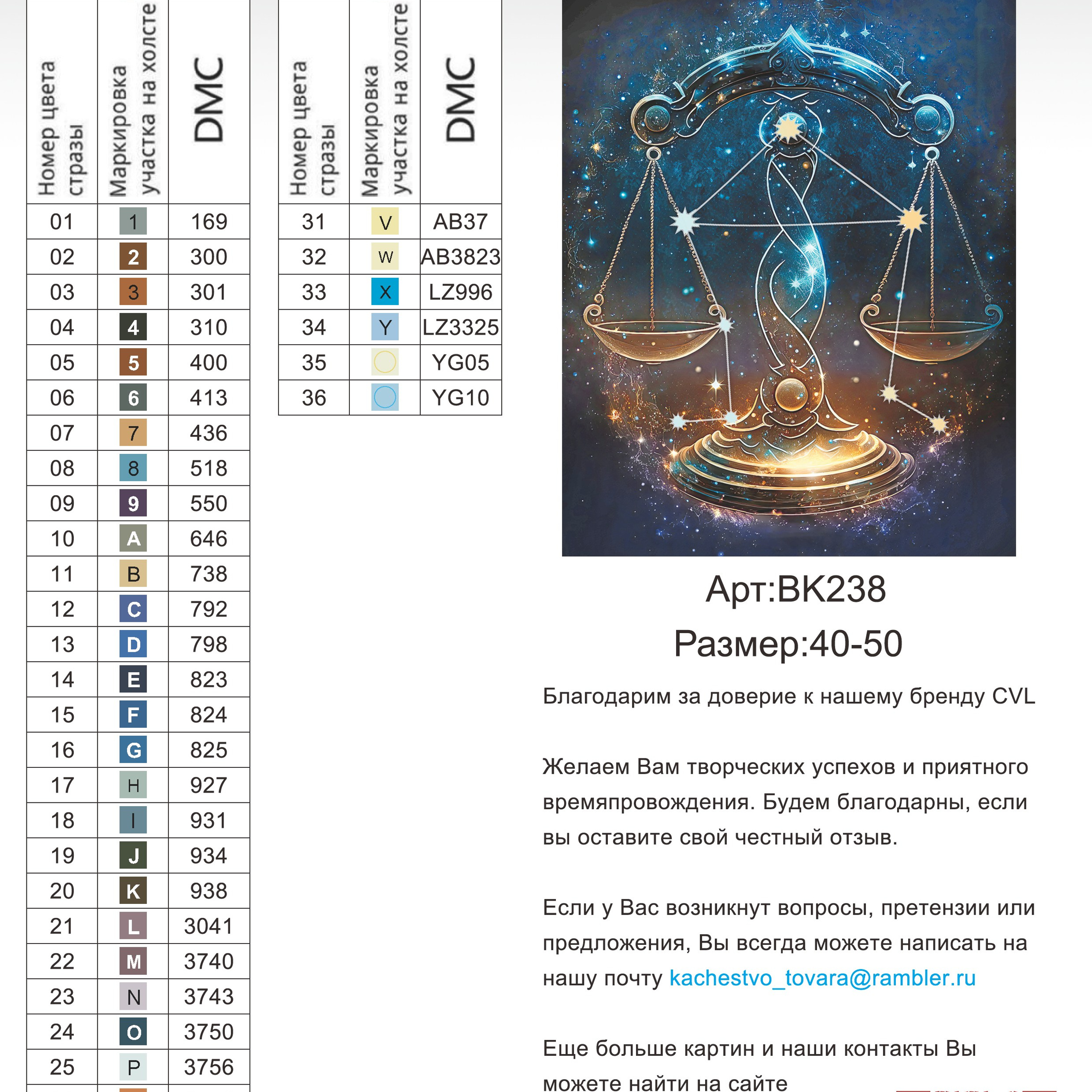 Цветовые карты новые символы. Алмазная мозаика CVL