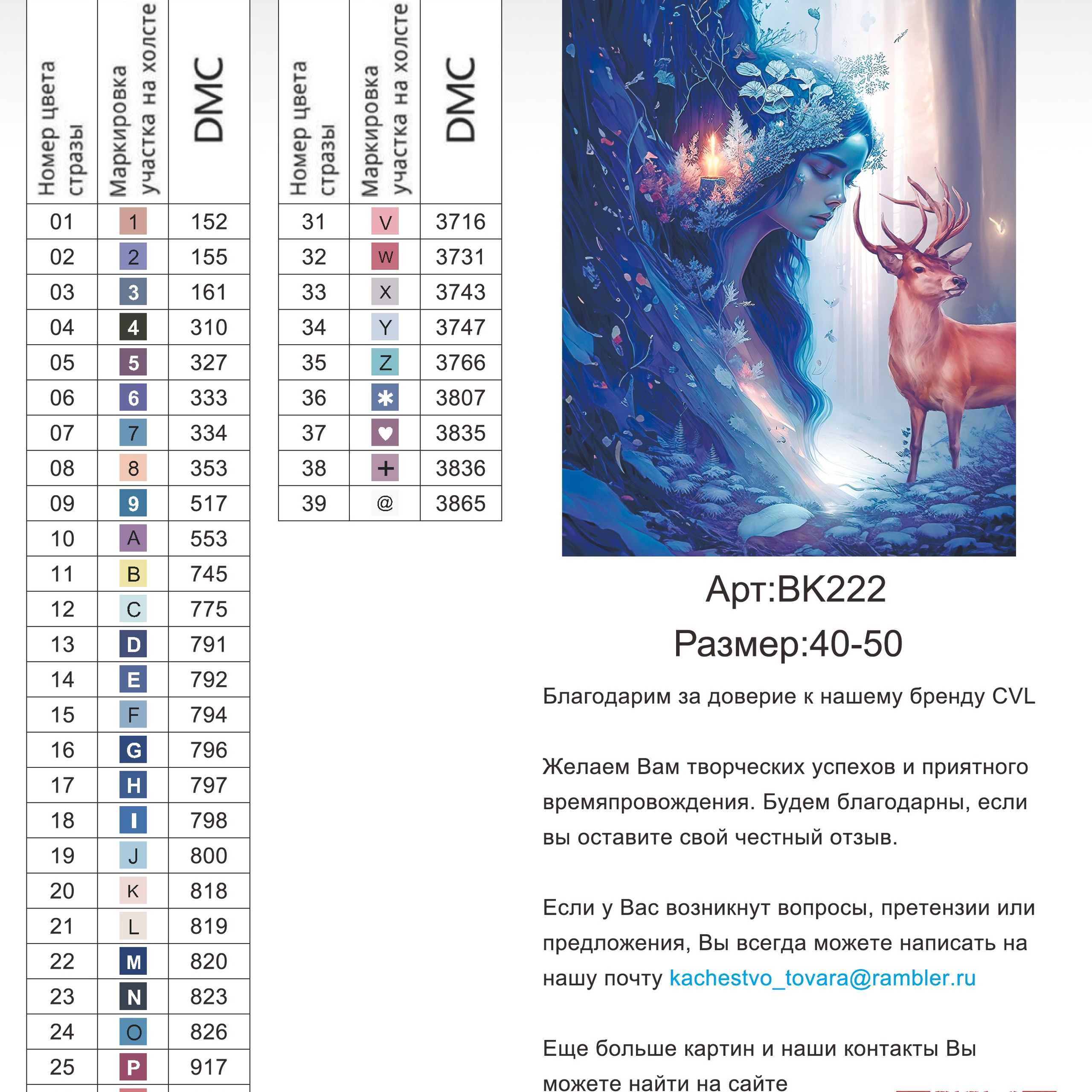 Цветовые карты новые символы. Алмазная мозаика CVL