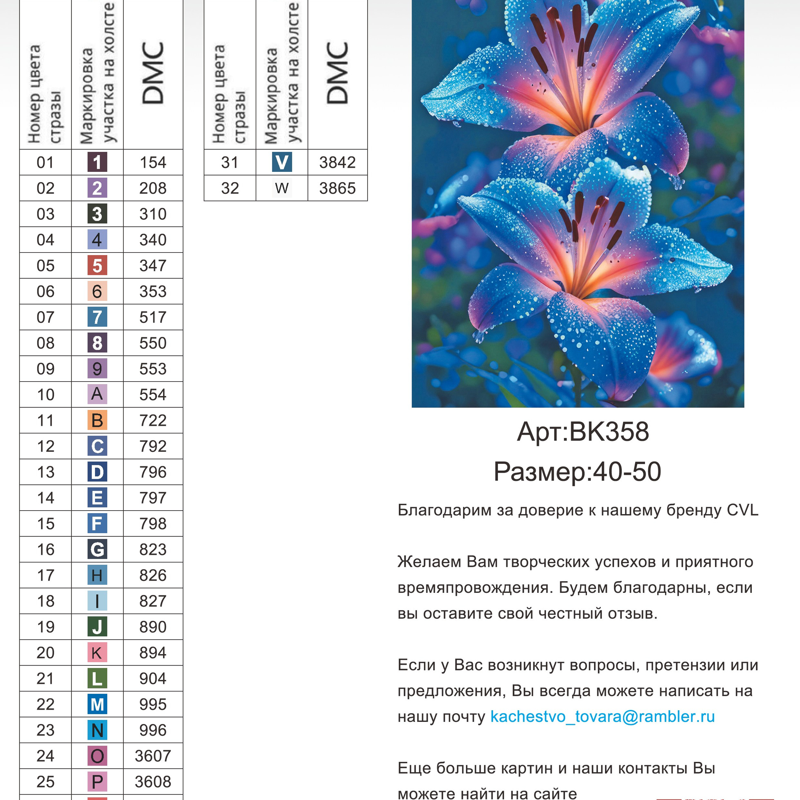Цветовые карты новые символы. Алмазная мозаика CVL