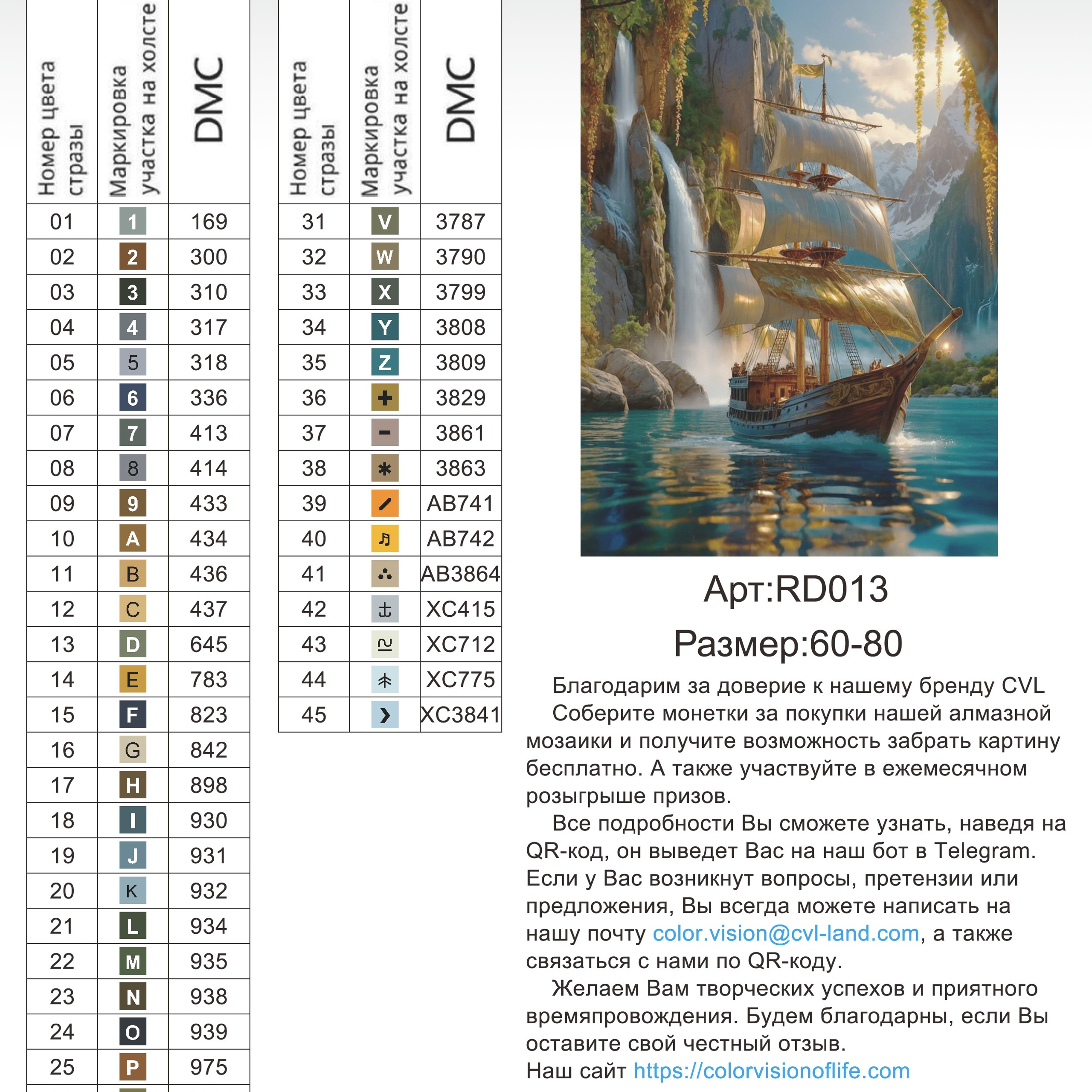 Цветовые карты новые символы. Алмазная мозаика CVL