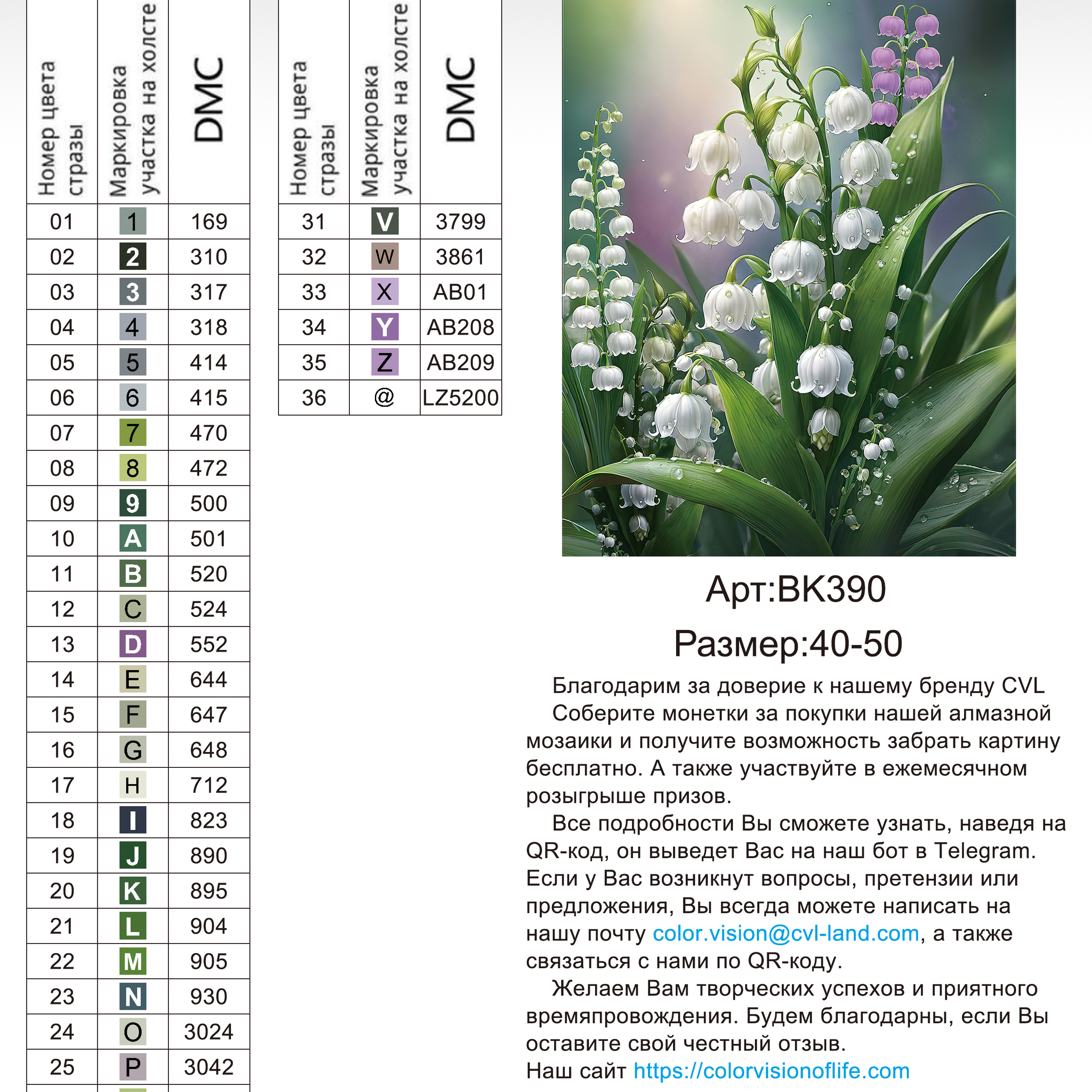 Цветовые карты новые символы. Алмазная мозаика CVL