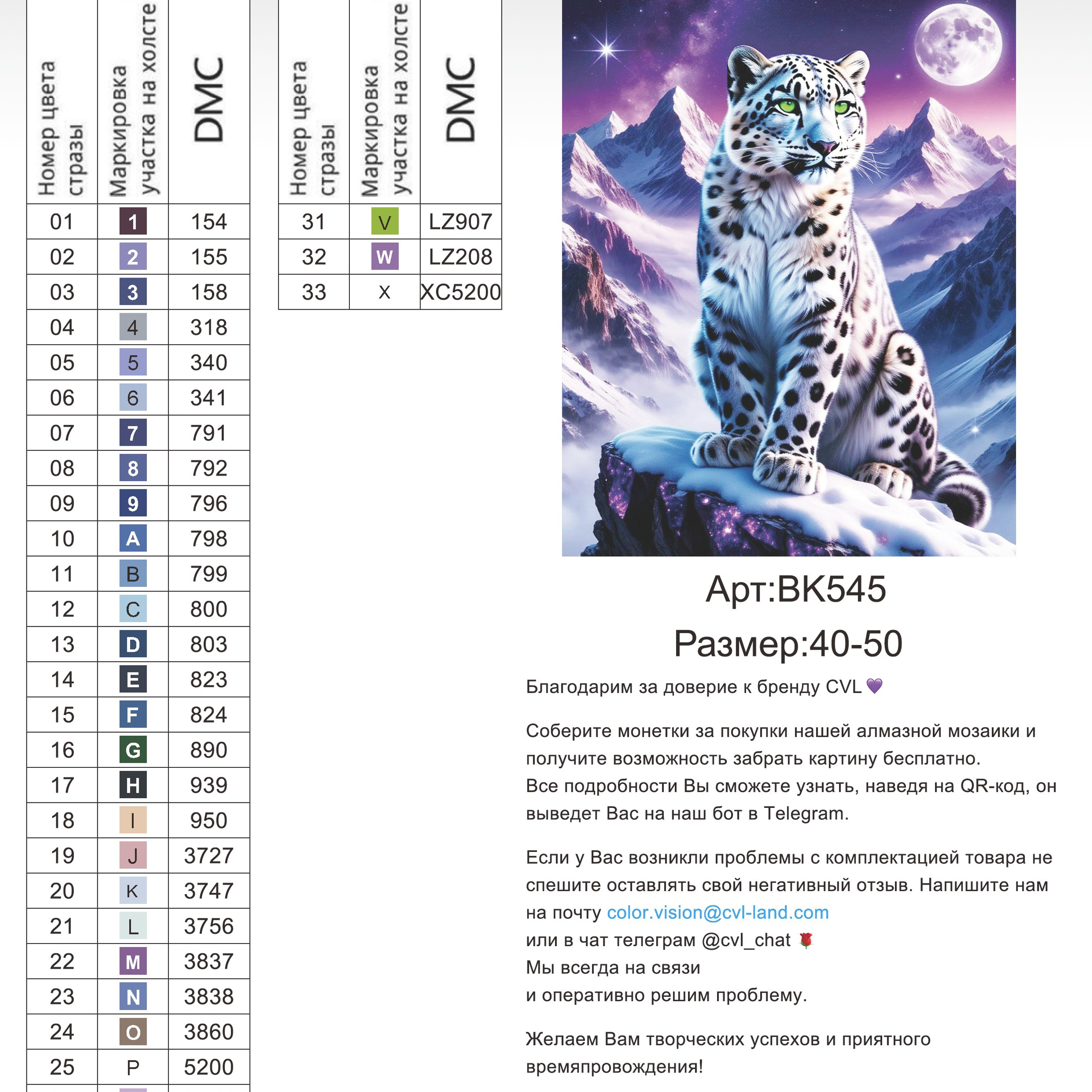 Цветовые карты новые символы. Алмазная мозаика CVL