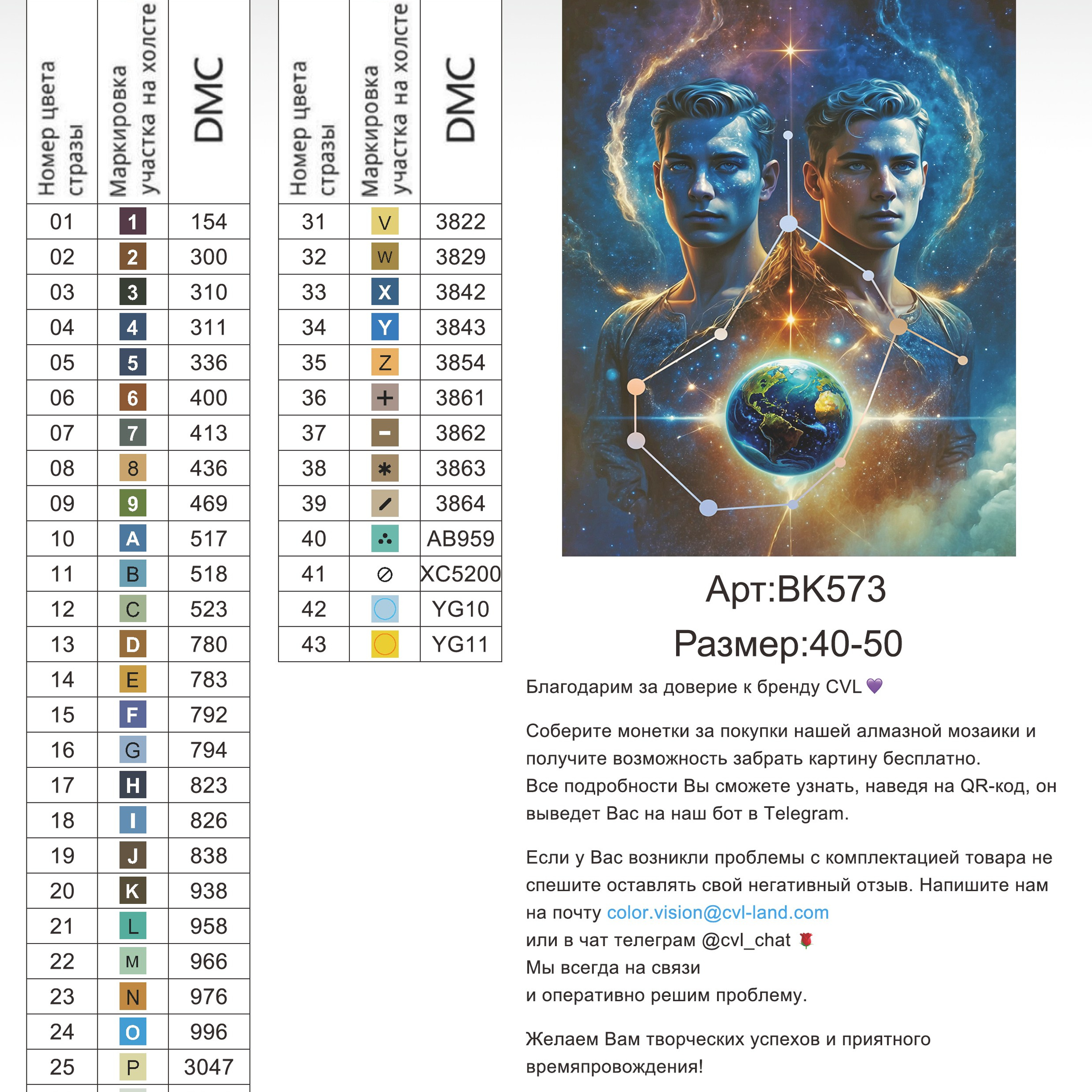 Цветовые карты новые символы. Алмазная мозаика CVL