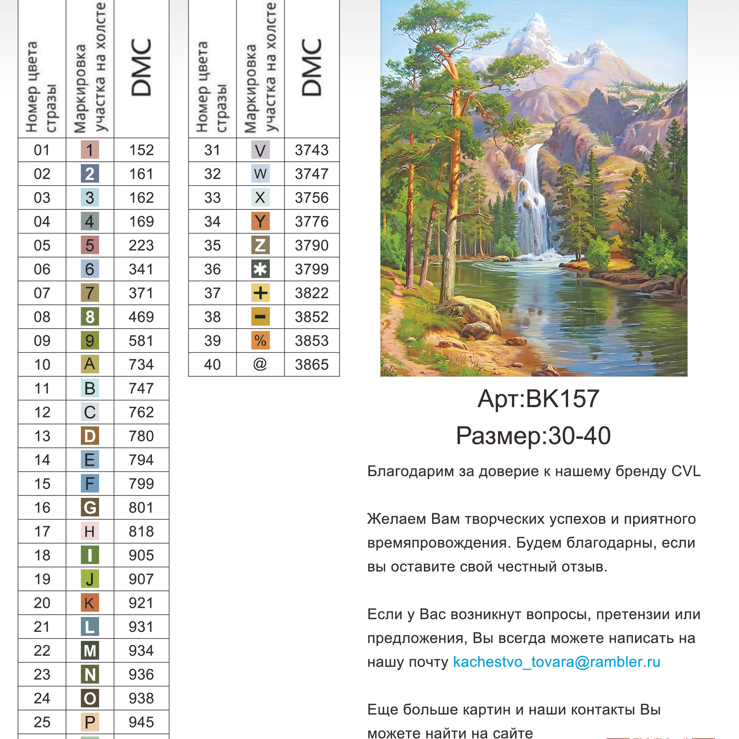 Цветовые карты новые символы. Алмазная мозаика CVL