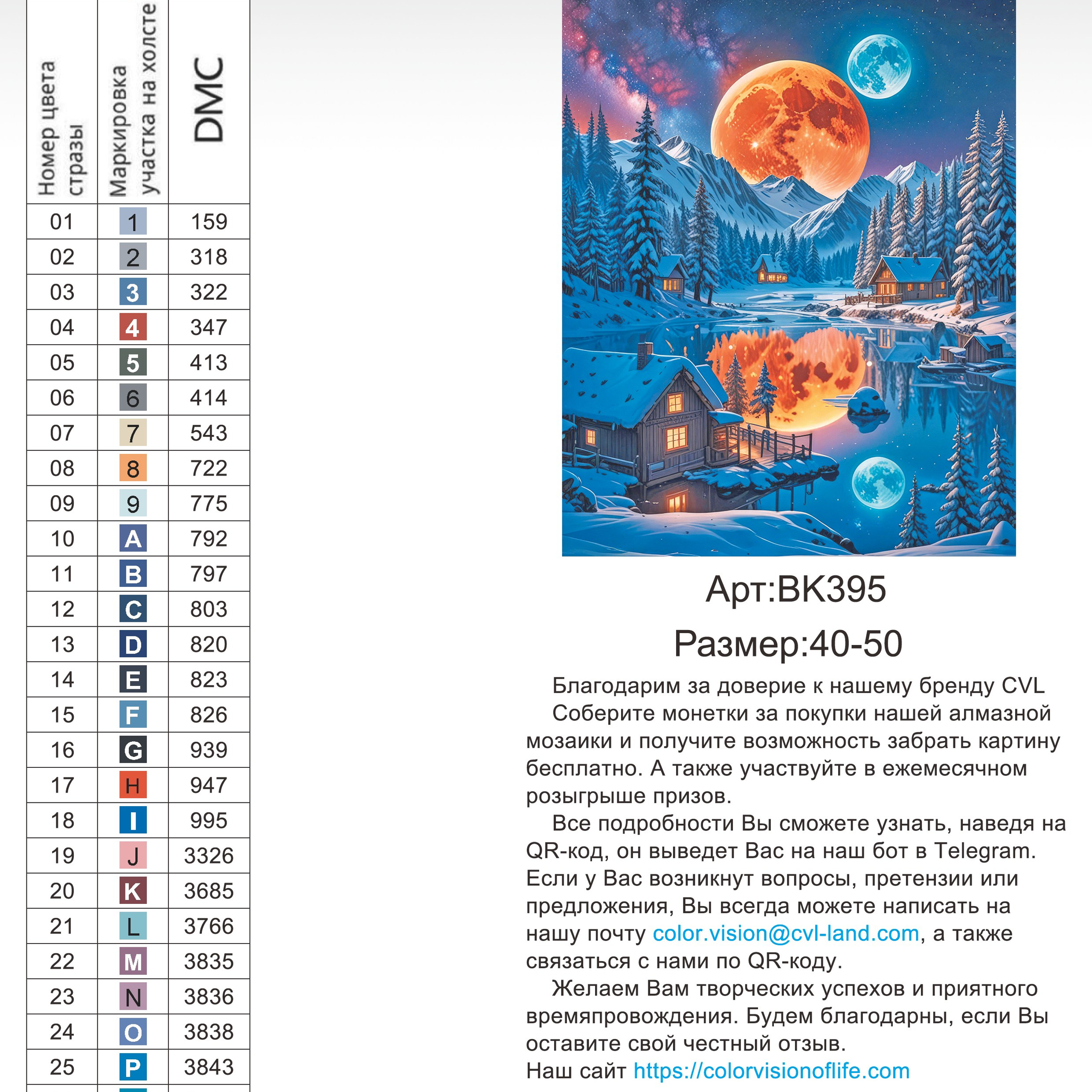 Цветовые карты новые символы. Алмазная мозаика CVL