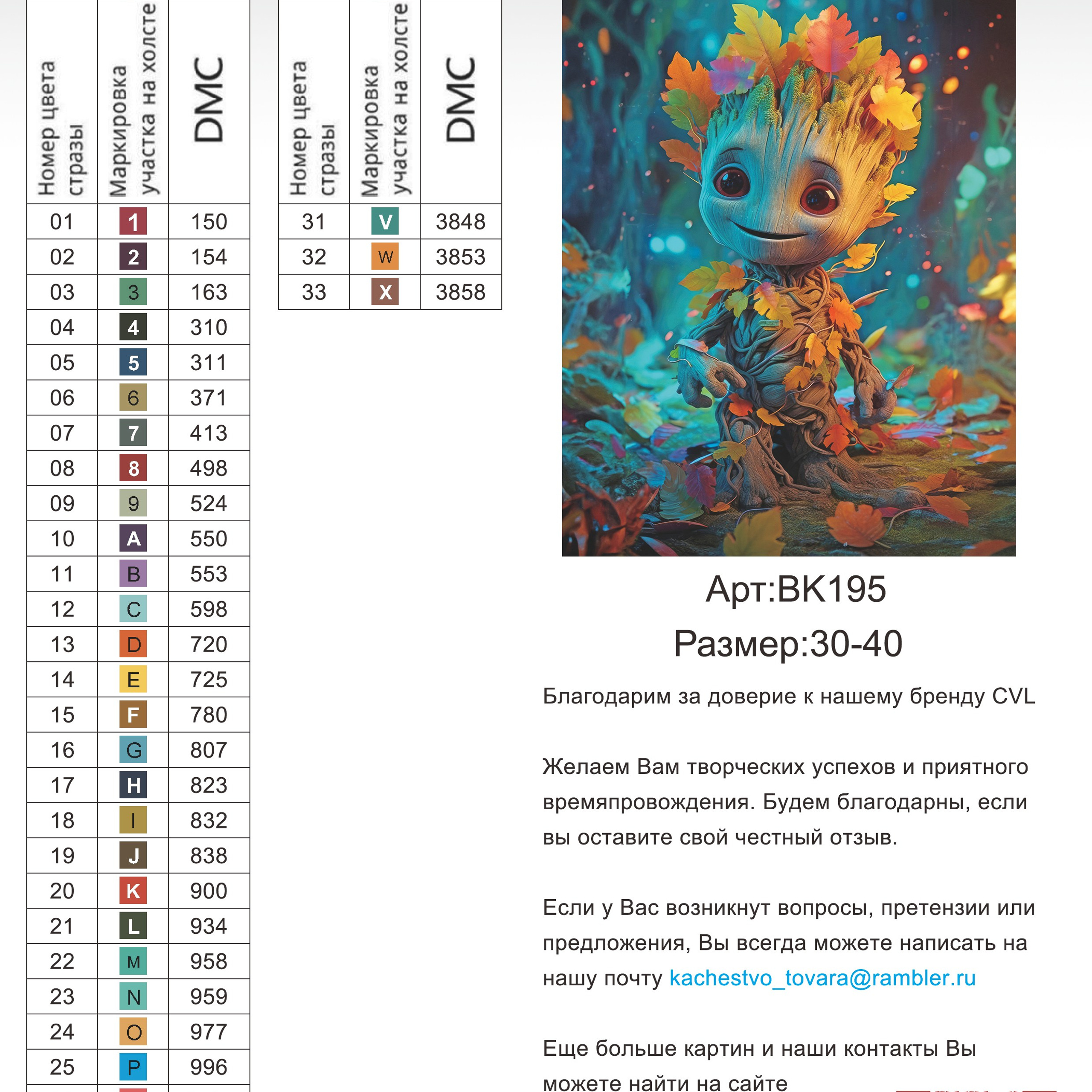 Цветовые карты новые символы. Алмазная мозаика CVL