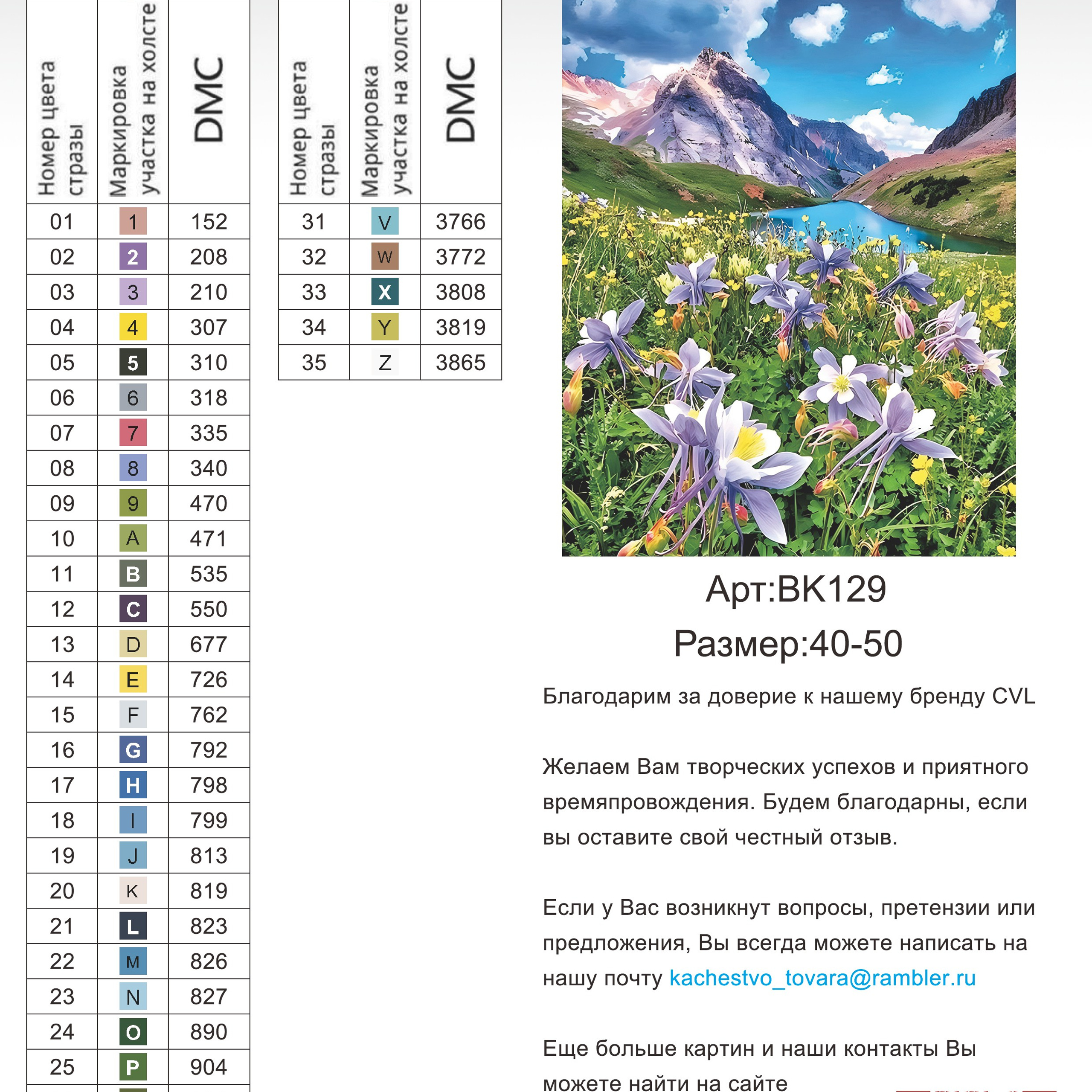 Цветовые карты новые символы. Алмазная мозаика CVL