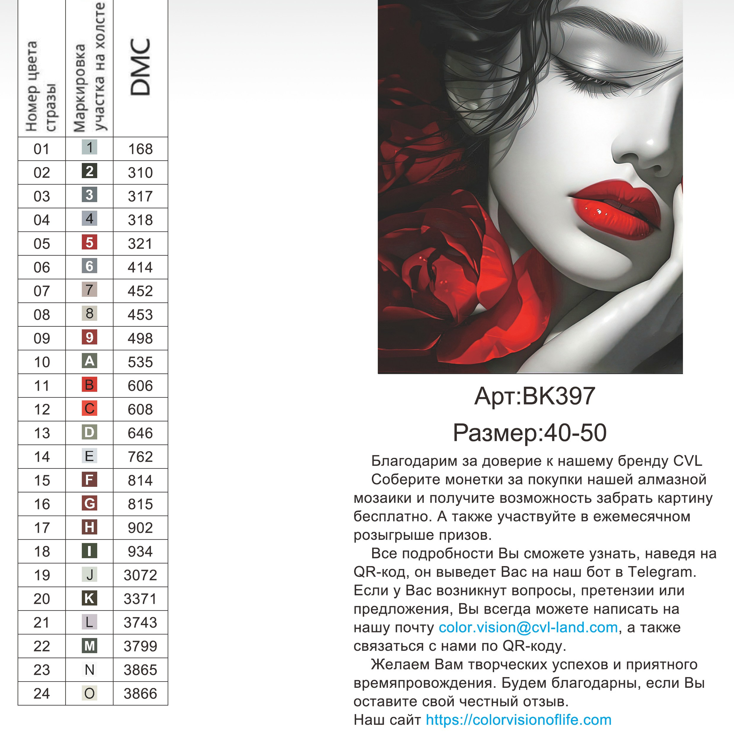 Цветовые карты новые символы. Алмазная мозаика CVL