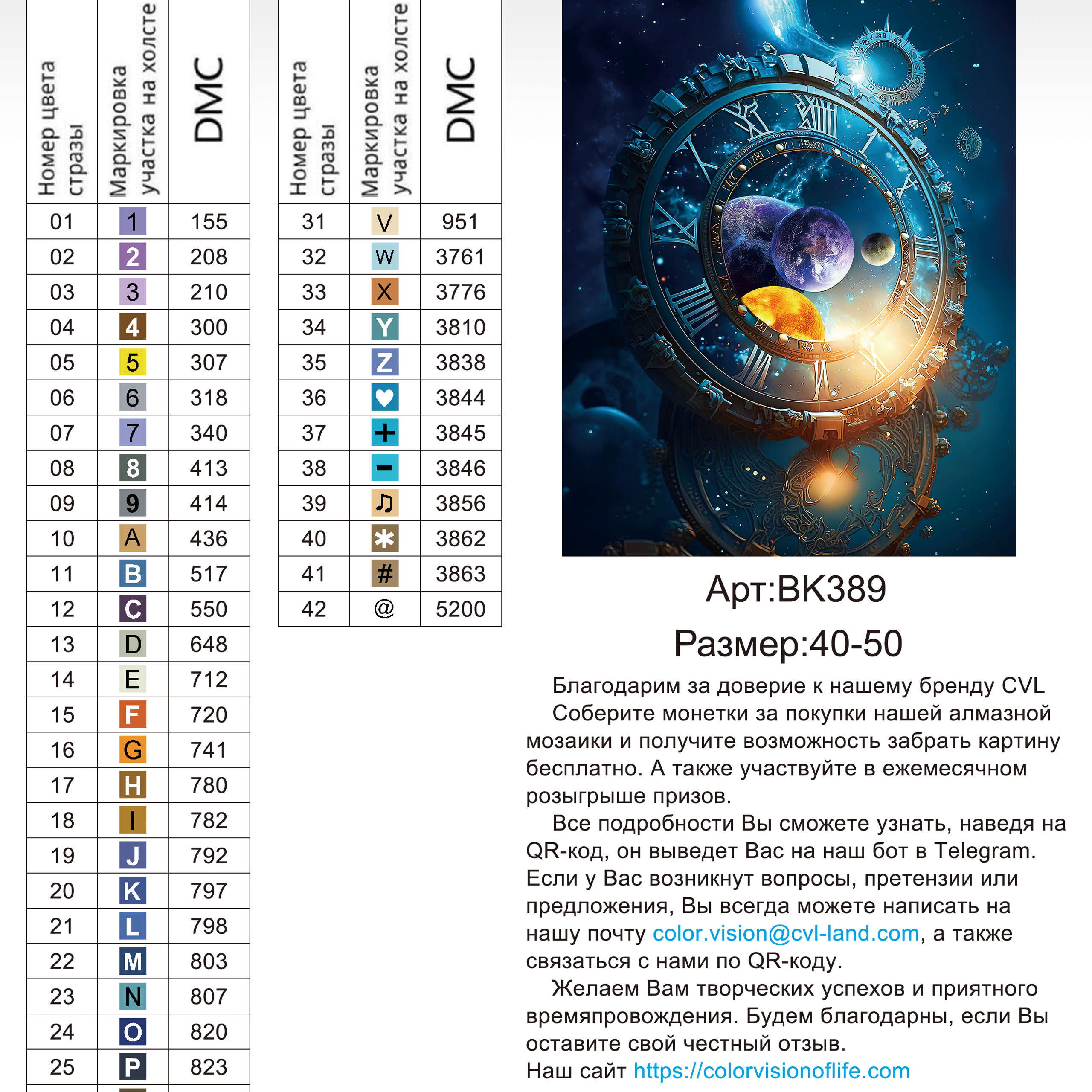 Цветовые карты новые символы. Алмазная мозаика CVL