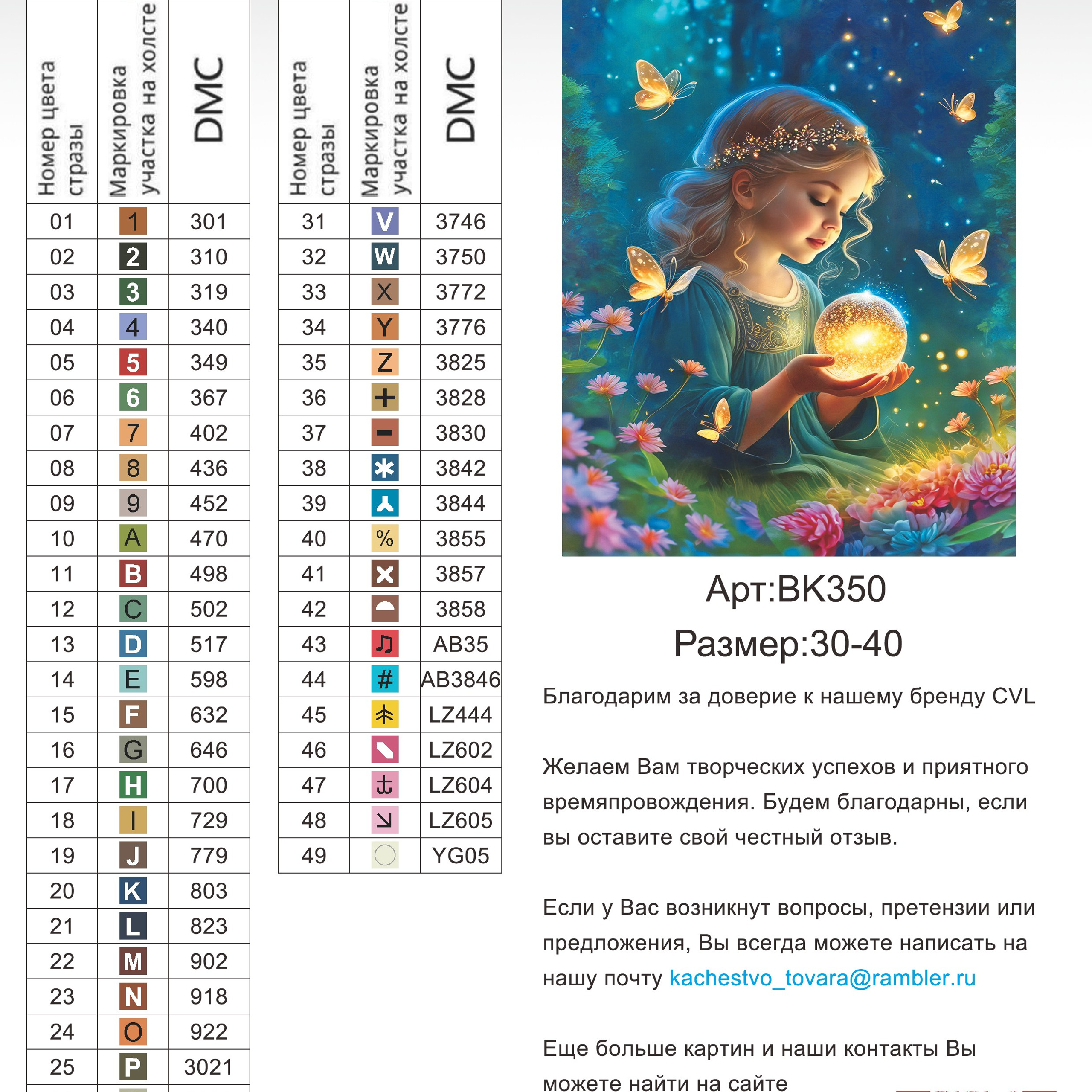 Цветовые карты новые символы. Алмазная мозаика CVL