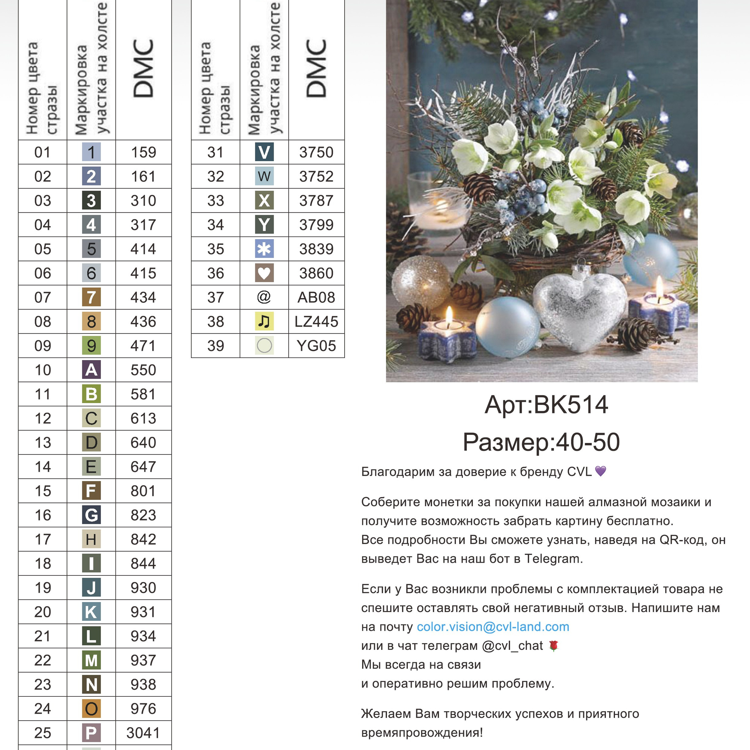 Цветовые карты новые символы. Алмазная мозаика CVL