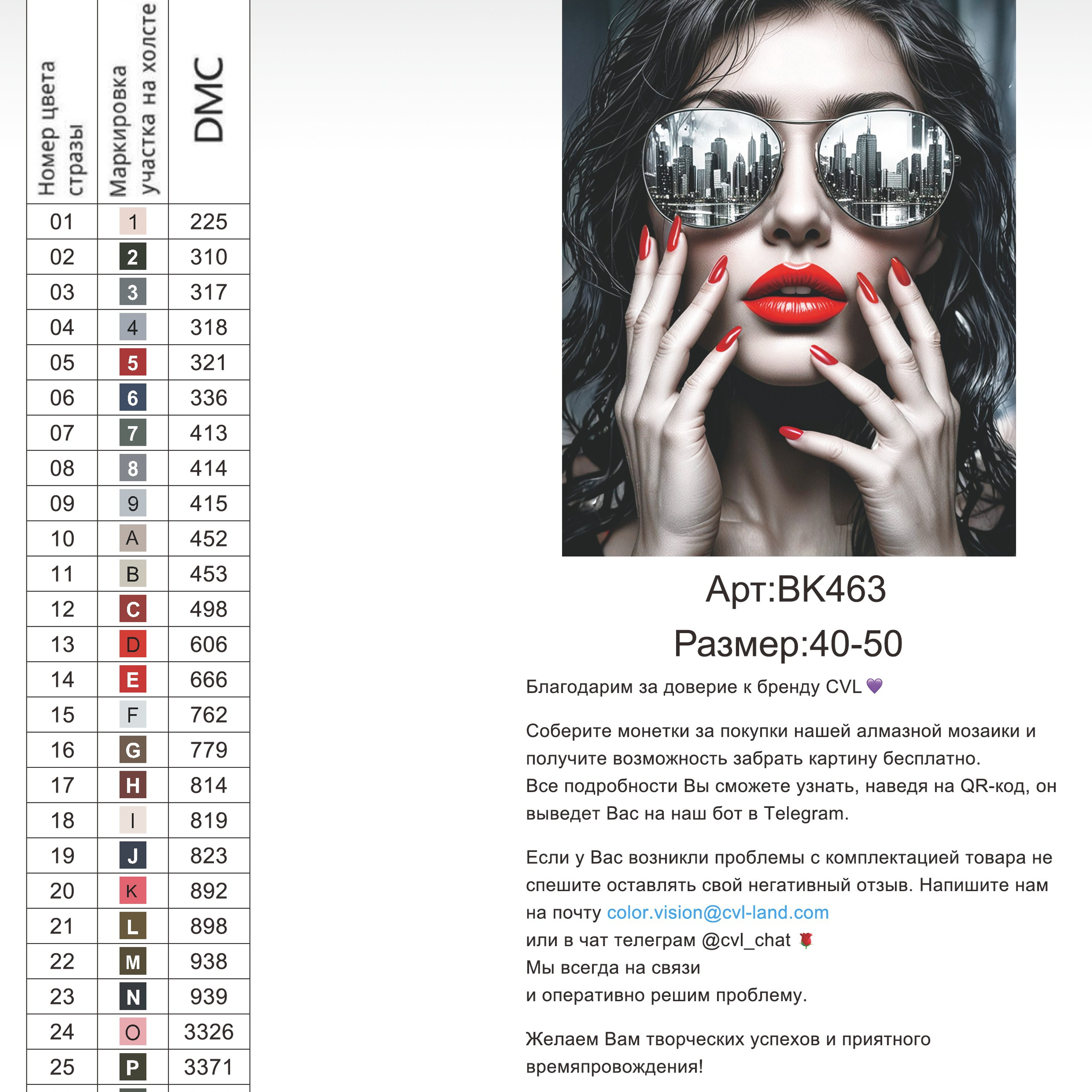 Цветовые карты новые символы. Алмазная мозаика CVL