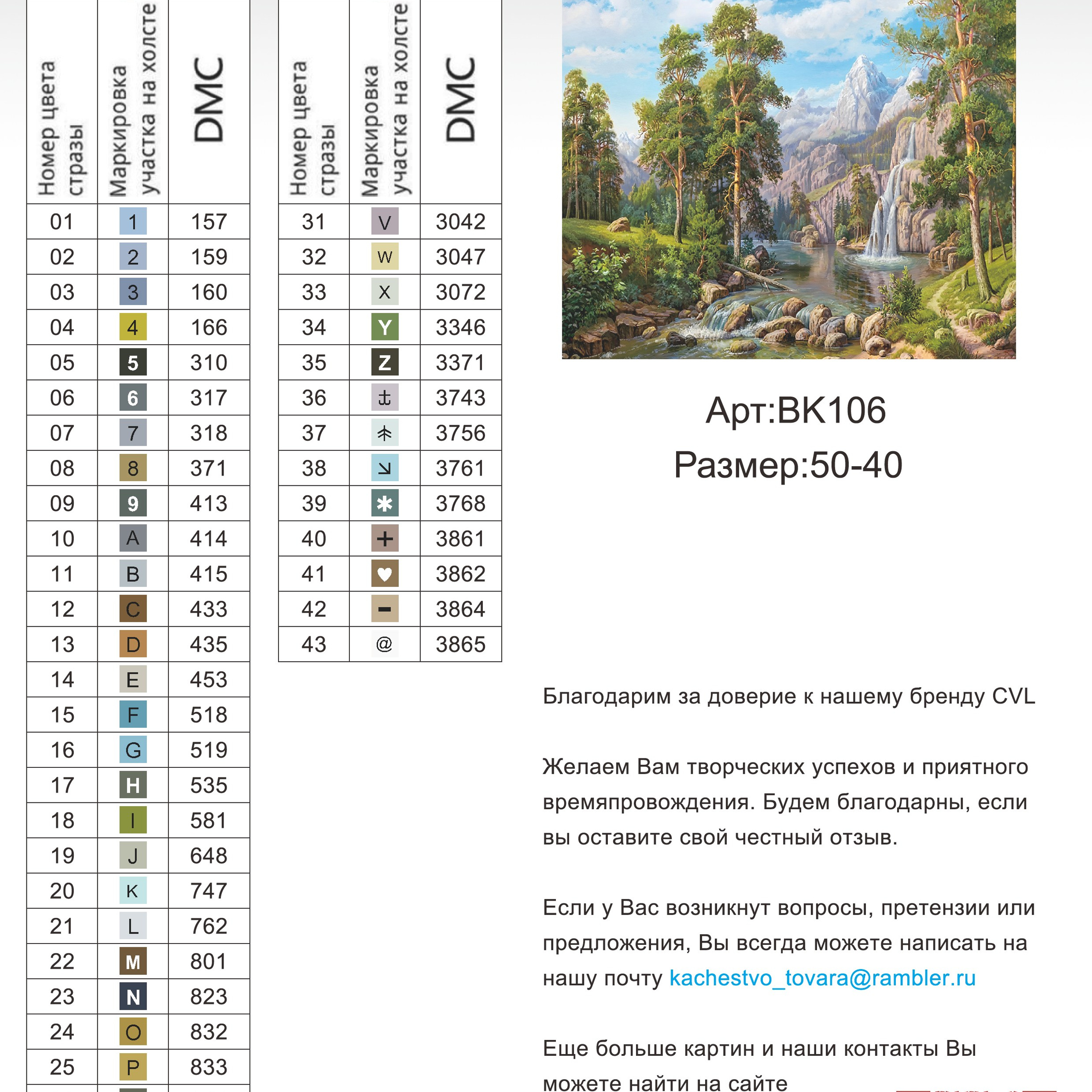 Цветовые карты новые символы. Алмазная мозаика CVL