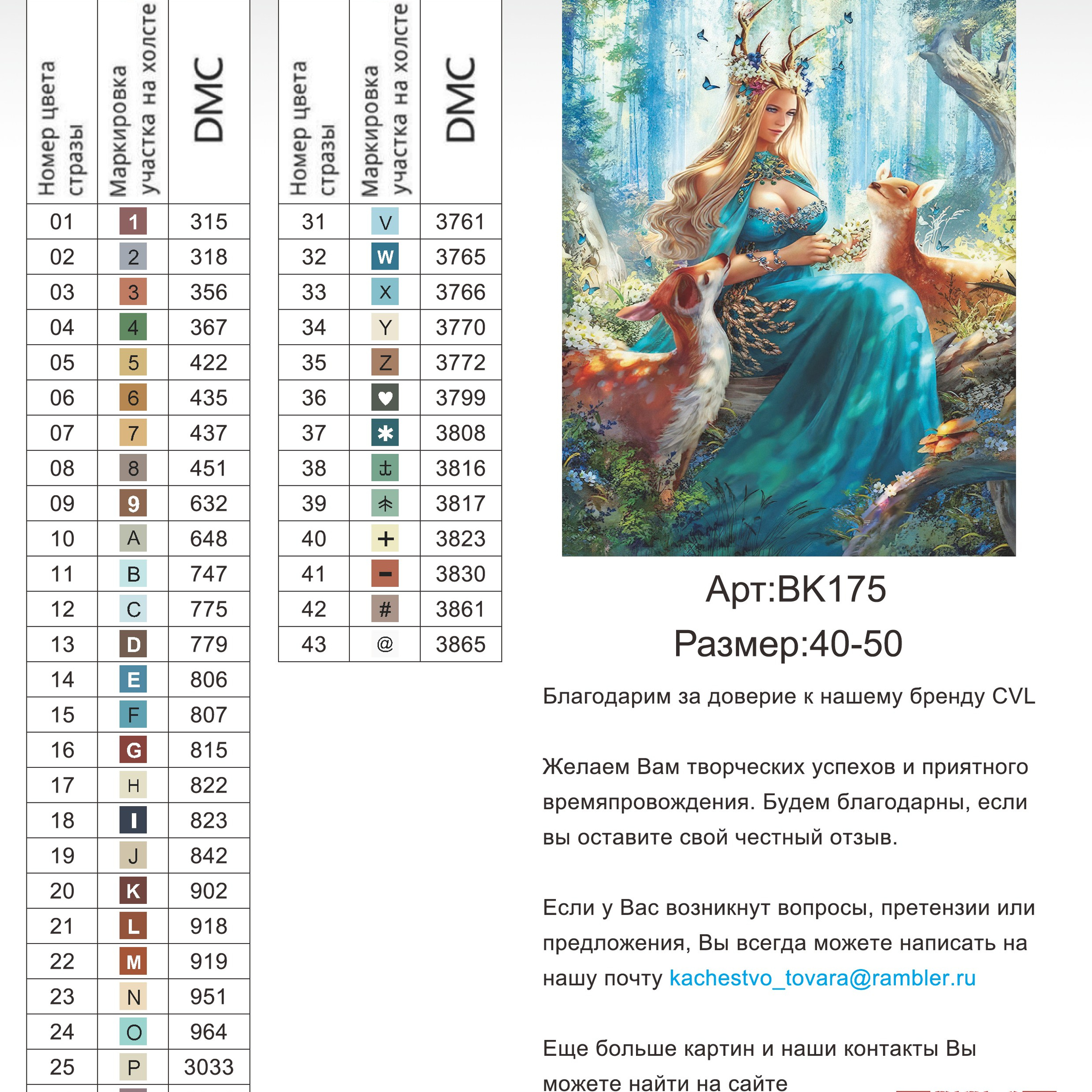 Цветовые карты новые символы. Алмазная мозаика CVL