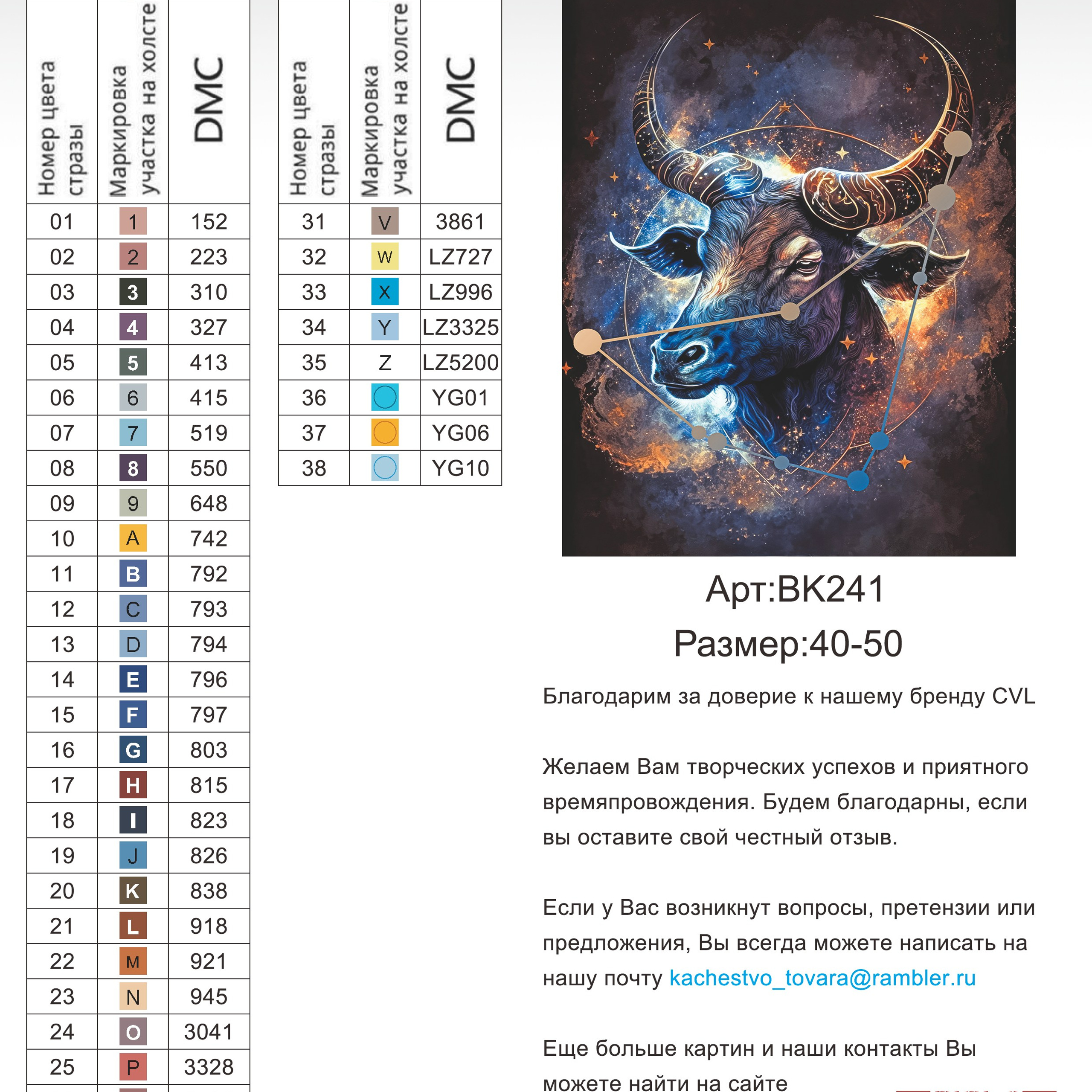 Цветовые карты новые символы. Алмазная мозаика CVL